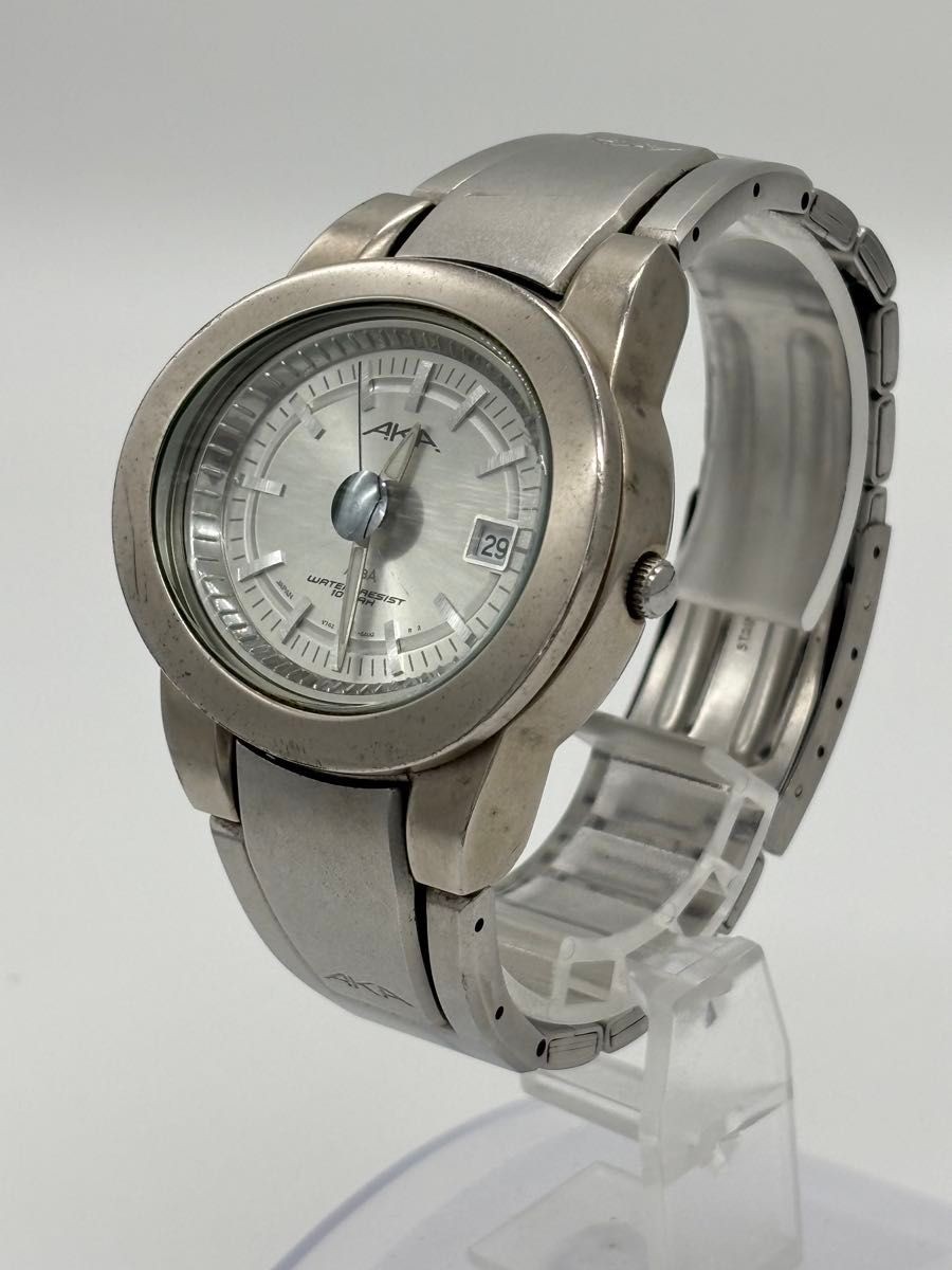 SEIKO Alba AKA V742-5A50 Quartz Mens Date Watch Silver Dial Japan