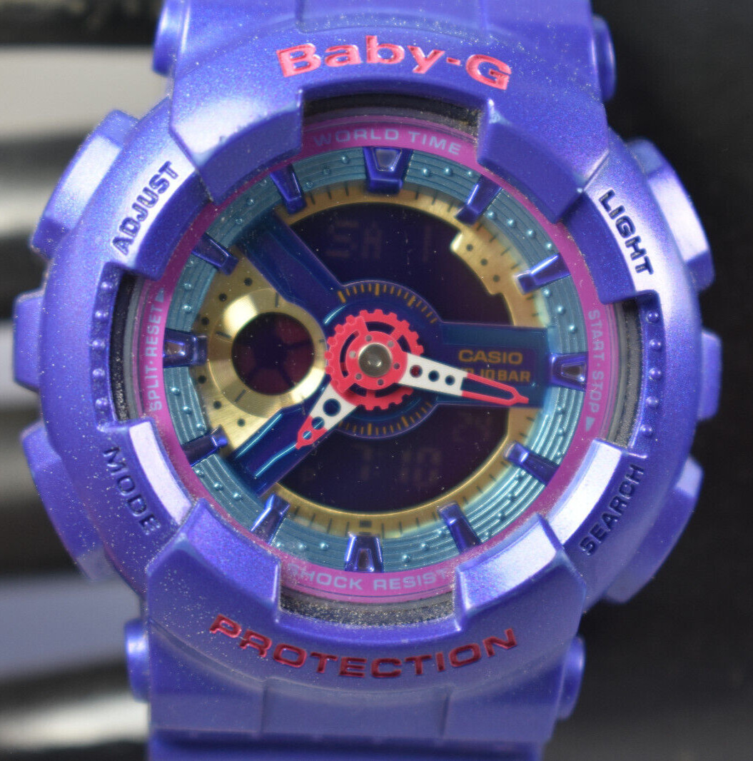 Casio BA112-2A (5338) Baby Digital-Analog 3D Layered Blue/Pink Dial NEW BATTERY