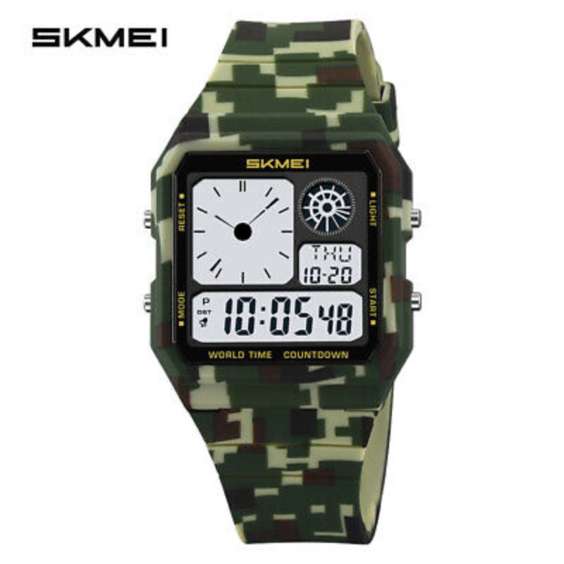 SKMEI Men’s LED Digital Quartz Sport Watch Silicone Band Waterproof Wristwatch