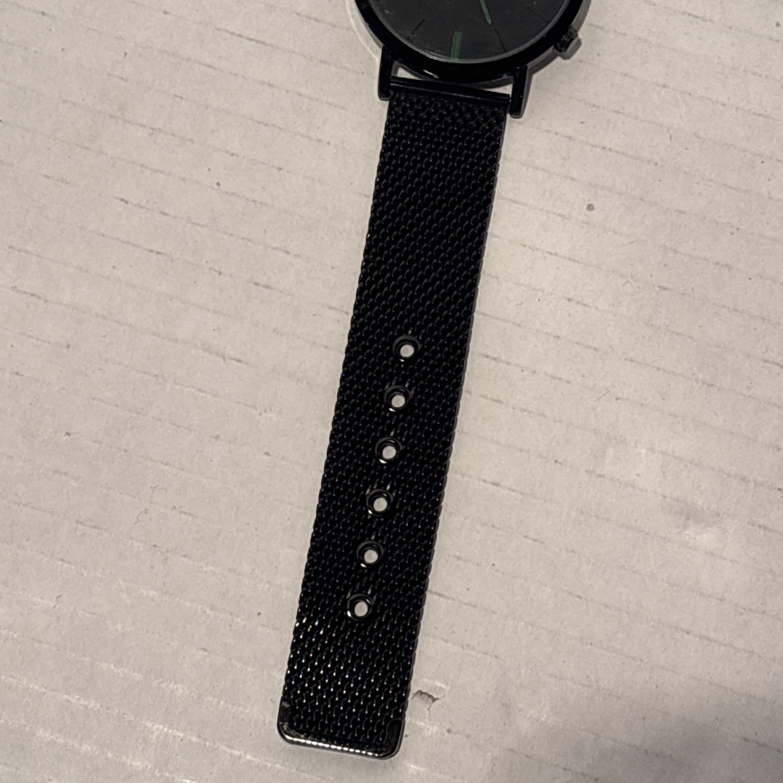 David Nicholson watch black minimalist dial stainless steel mesh