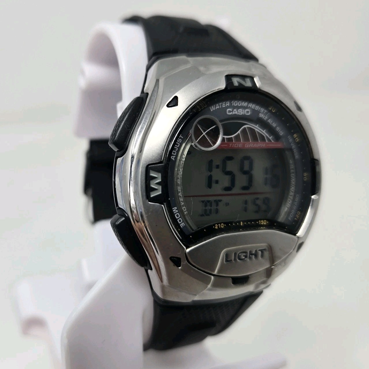 Casio W753-1AV, Tide Graph Watch, 5 Alarms, 100 Meter WR, 10 Year Battery
