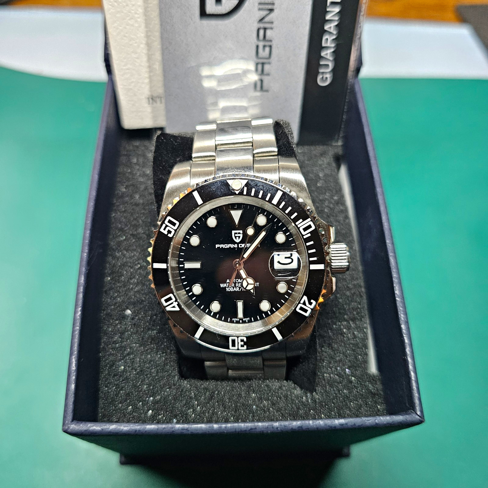 Pagani Design Automatic Diver 40mm 100m Black Dial/Bezel SS Bracelet Date