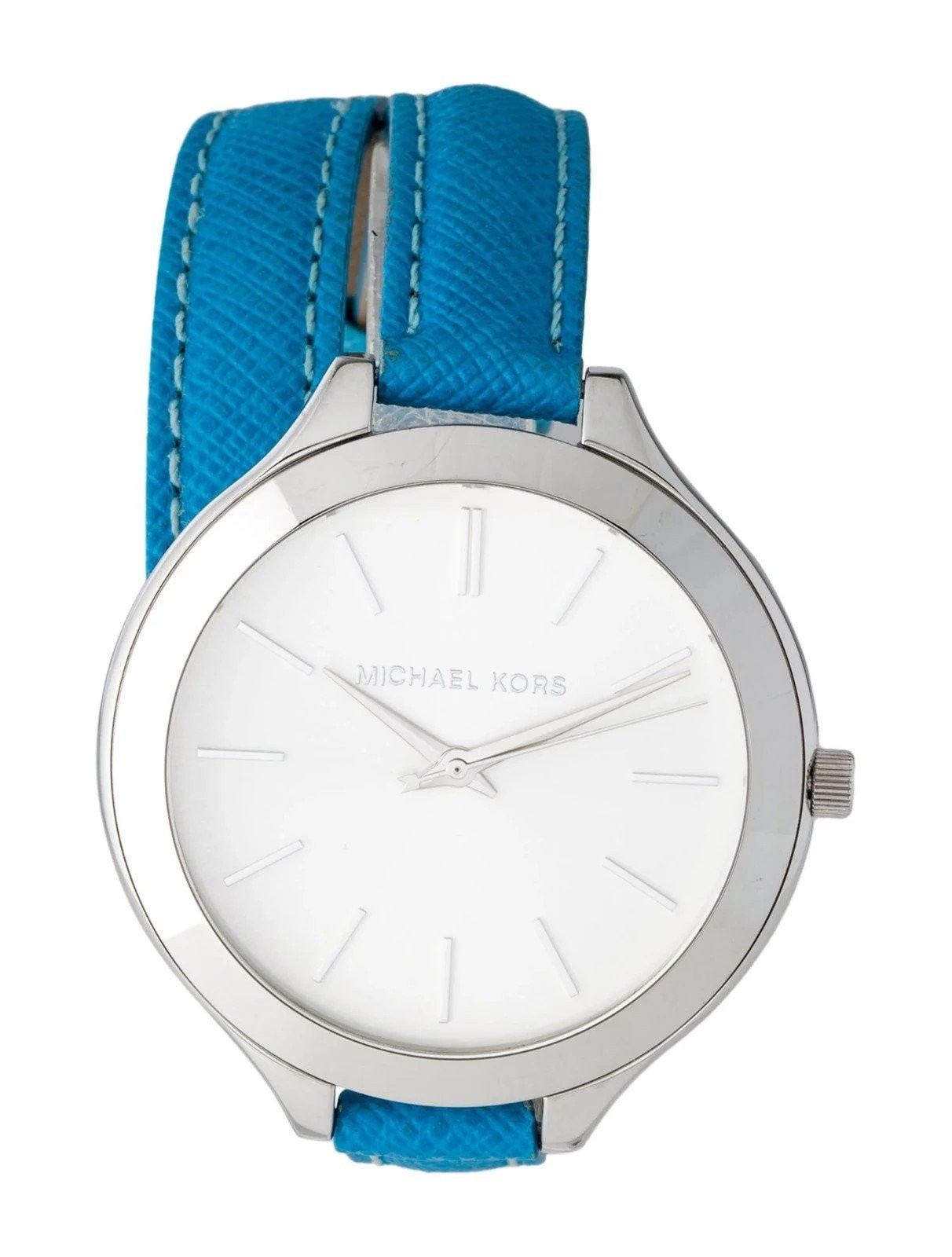 Michaell Kors Slim Runway Double Wrap Blue Leather Watch MK2331