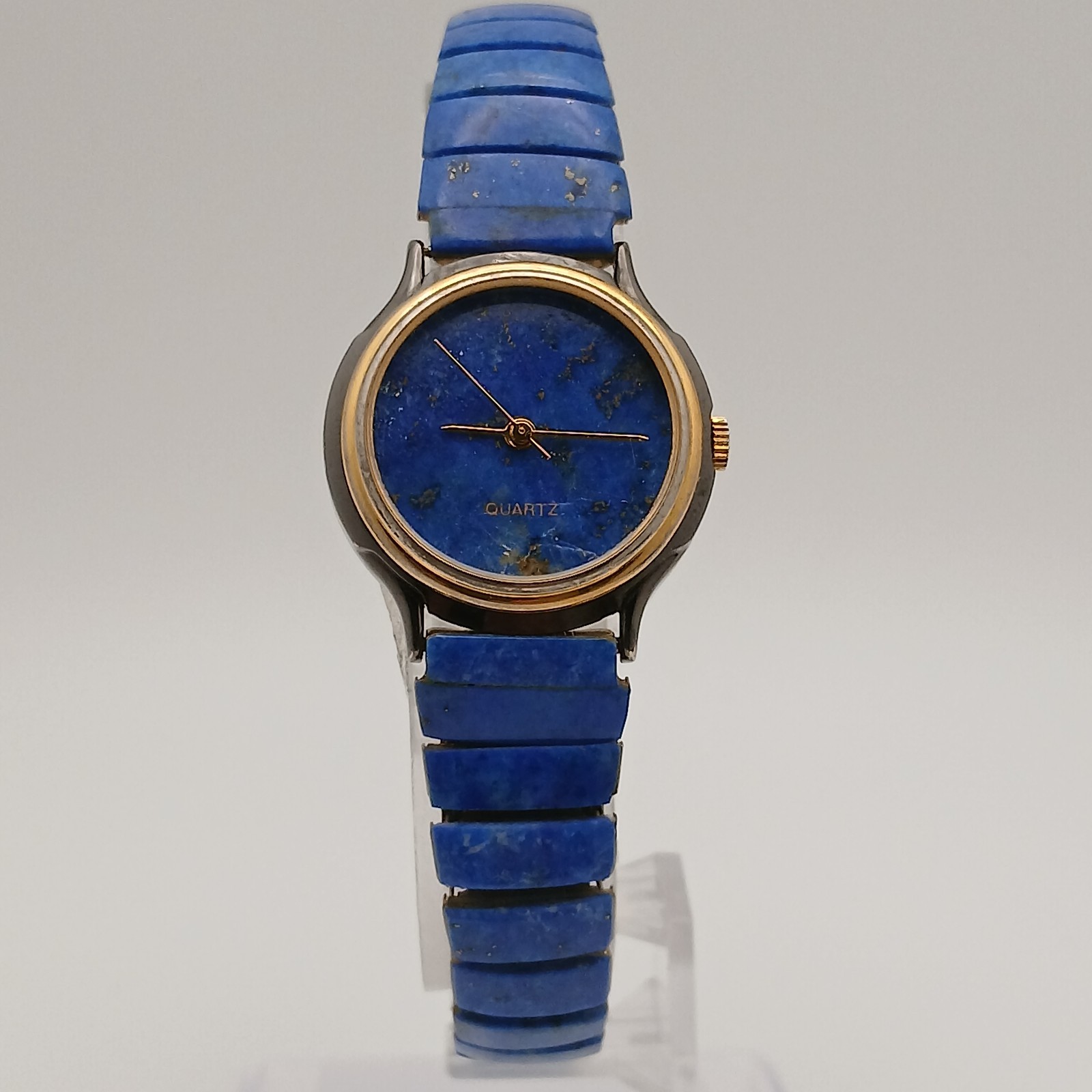 Bear Wan Handmade Quartz Watch Natural Lapis Lazuli Stone Dial Blue Leather