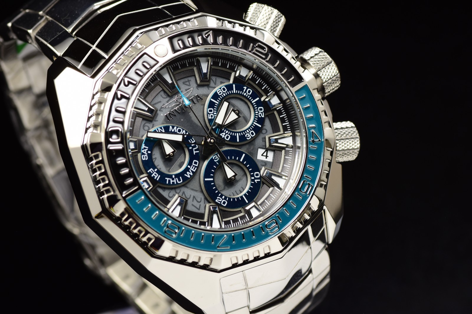 Invicta Akula Tellurion 55mm Swiss Chronograph Steel HIGH POLISH Men’s Watch