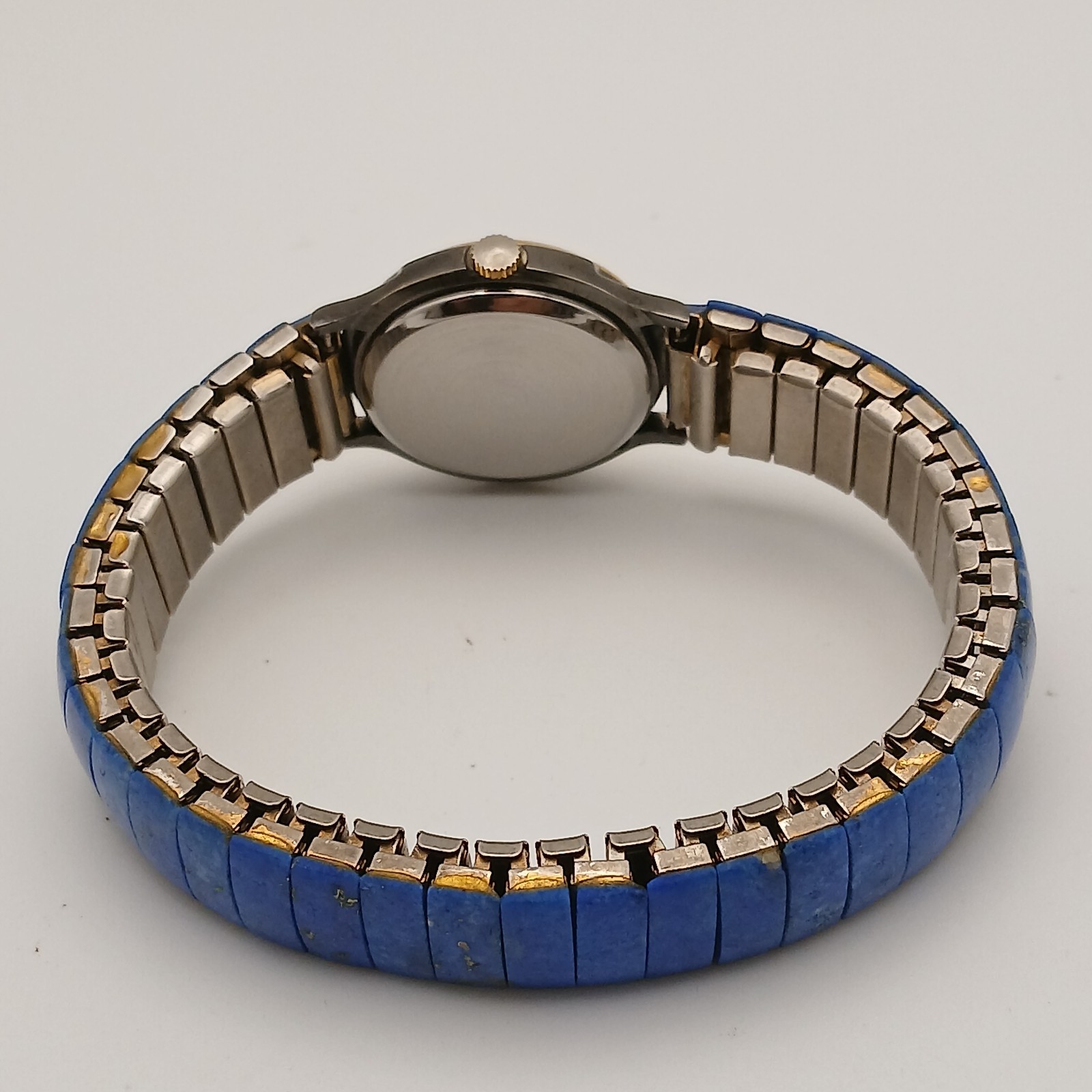 Bear Wan Handmade Quartz Watch Natural Lapis Lazuli Stone Dial Blue Leather