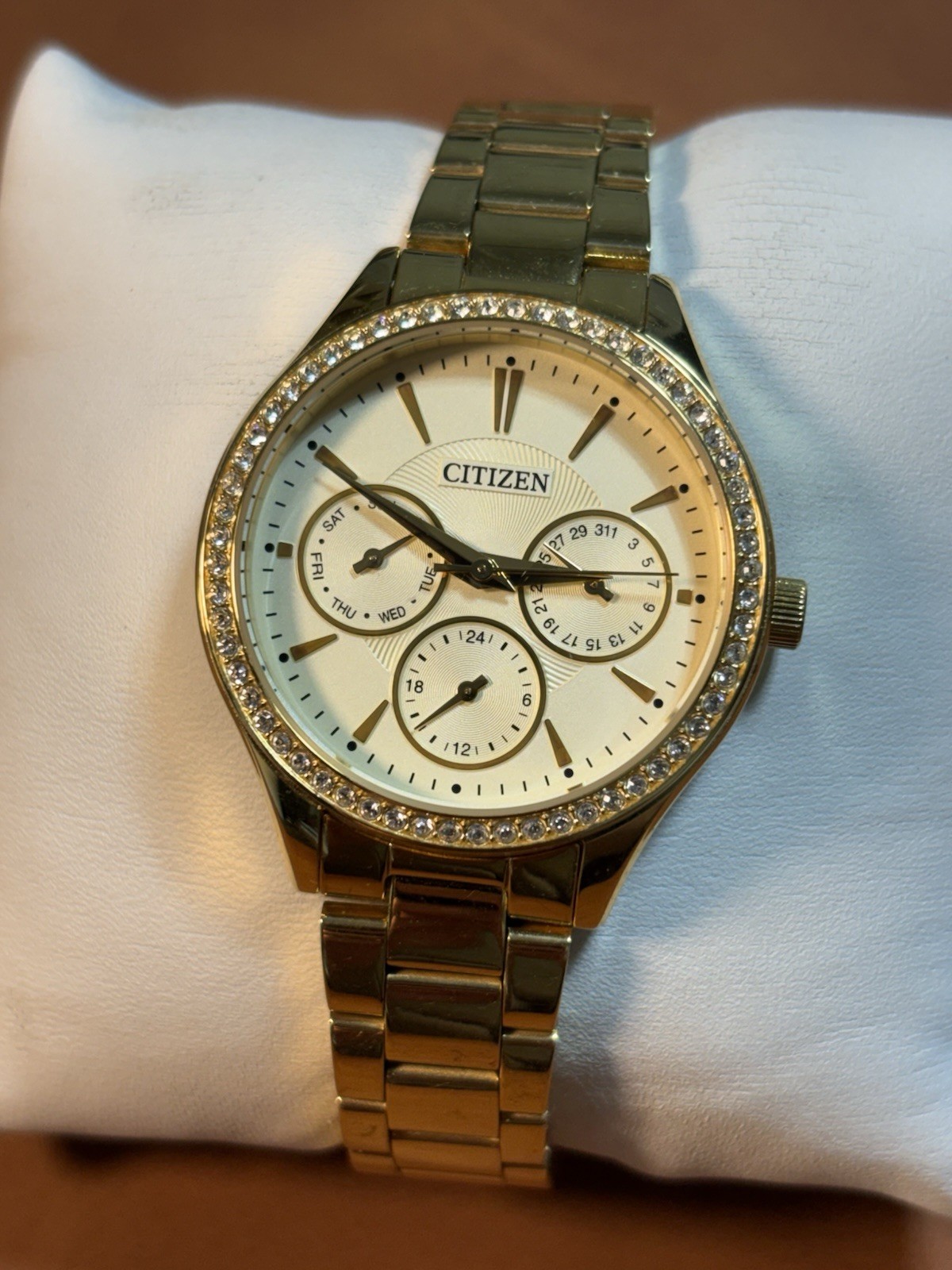 Citizen Ladies Dress Watch Multifunction Dial Gold Tone 36mm Women,5.5”