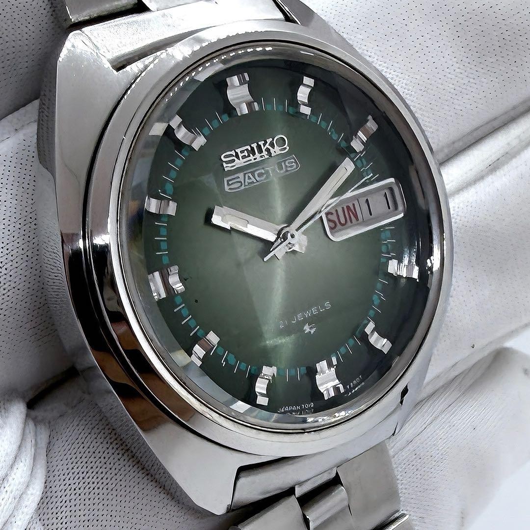 Seiko 5 7019-7210 21 Jewels ACTUS Green Dial 37mm 17cm Running Operation