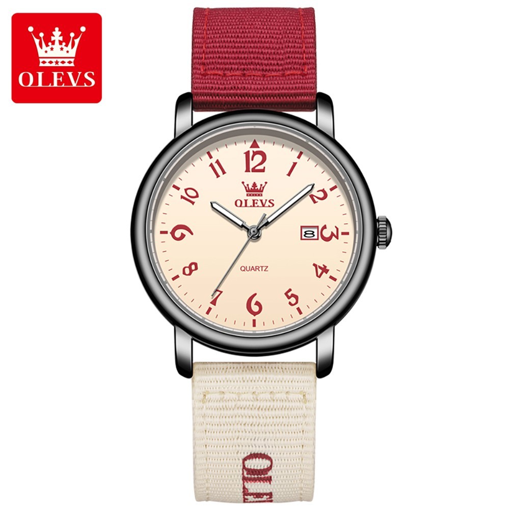 Olevs Quartz Women’s Men’s Unisex Watch, Nylon strap, Waterproof, Date Display