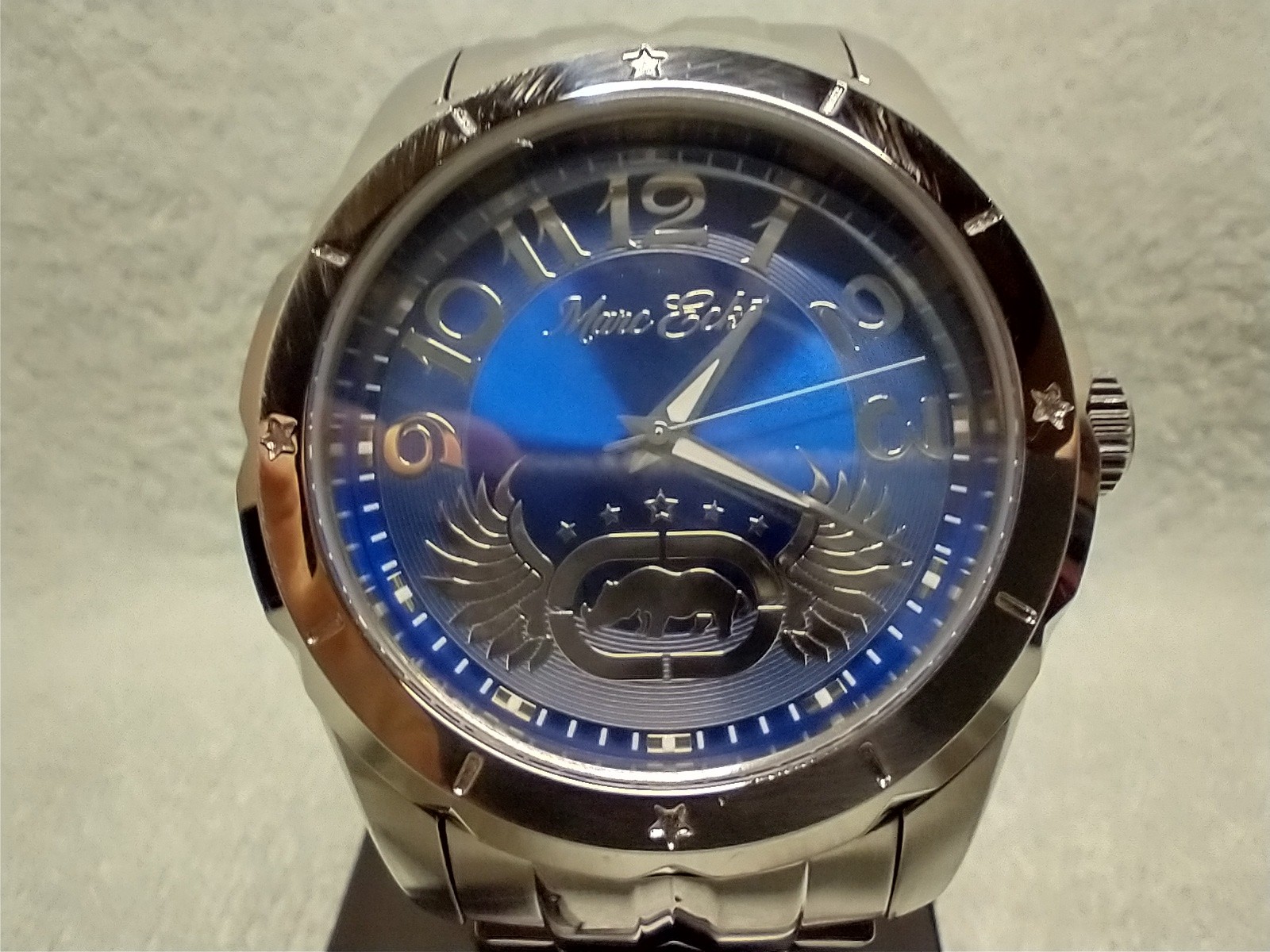 MARC ECHO “SUPREME” COLLECTION VERY RARE BLUE DIAL MEN’S ALL S/S BRACELET WATCH