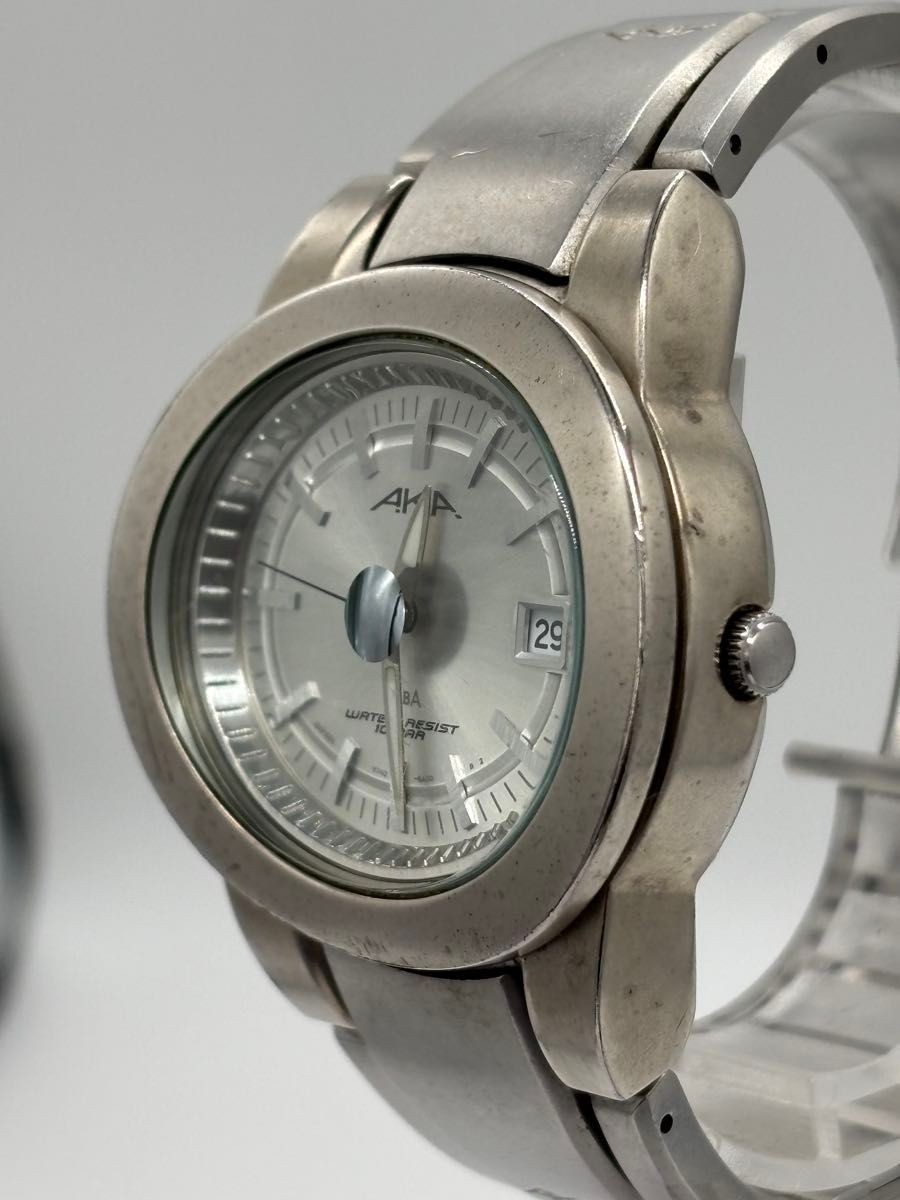SEIKO Alba AKA V742-5A50 Quartz Mens Date Watch Silver Dial Japan