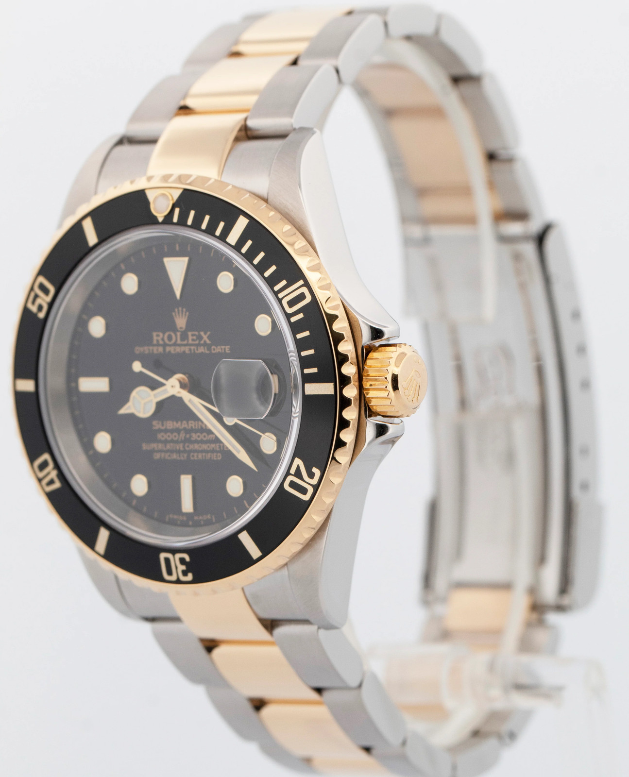 2006 PAPERS Rolex Submariner Date No-Holes BLACK Two-Tone Gold 40mm 16613 LN BOX