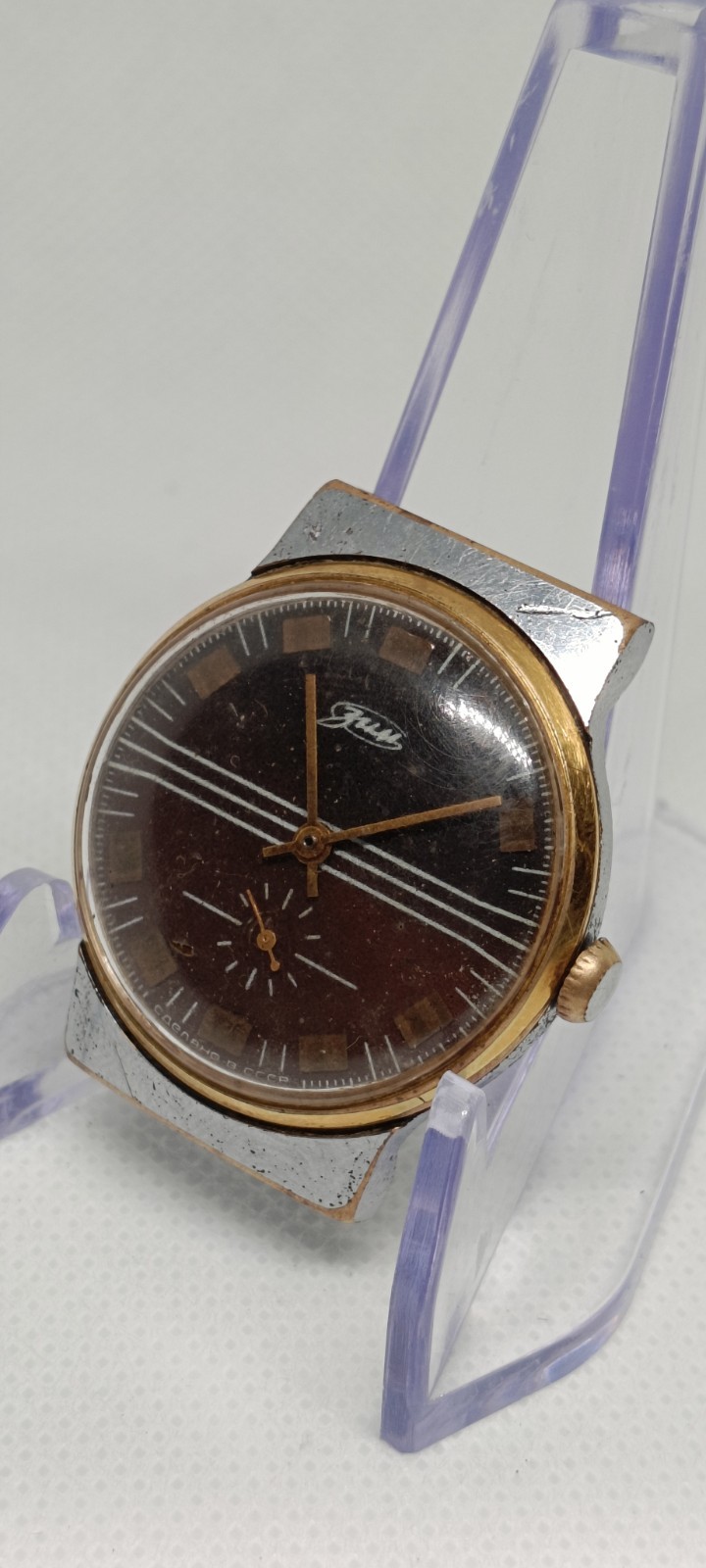 Vintage Soviet ZIM Mechanical Watch USSR Brown Dial Small Seconds – Working