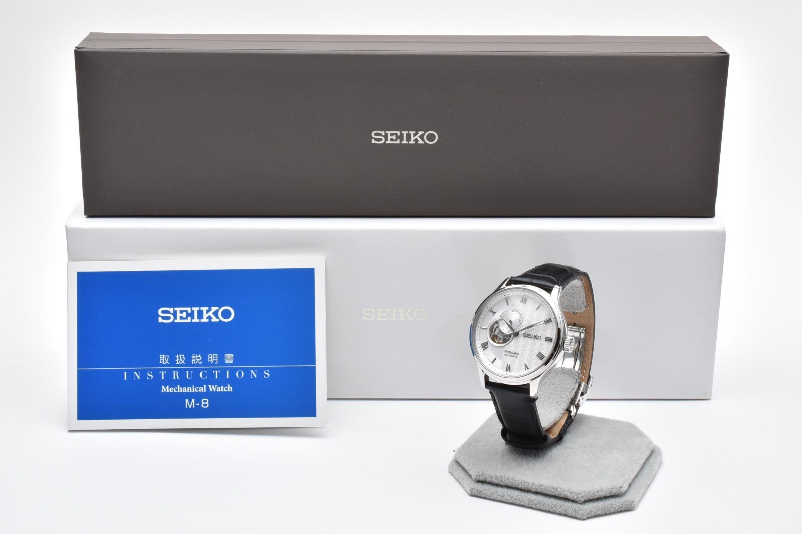 [MINT/BOX] SEIKO Presage 4R39-00W0 Automatic White Open Heart Men’s Watch JAPAN