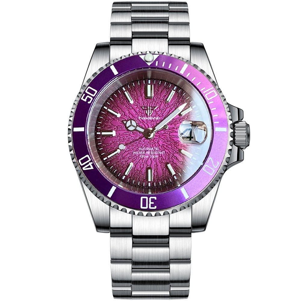 Tandorio 40mm NH35A Diving Men’s Watch 20 ATM Black/Red/Green/Blue/Green Dial