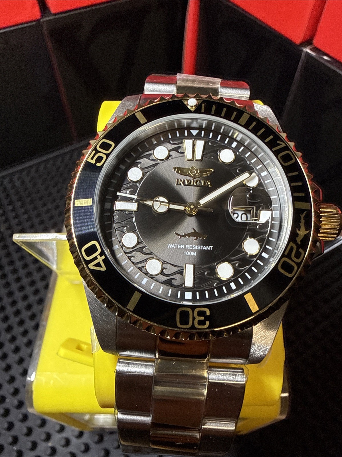 Invicta Pro Diver Men’s 43mm Stainless Steel Watch Two-Tone Black Dial 30023