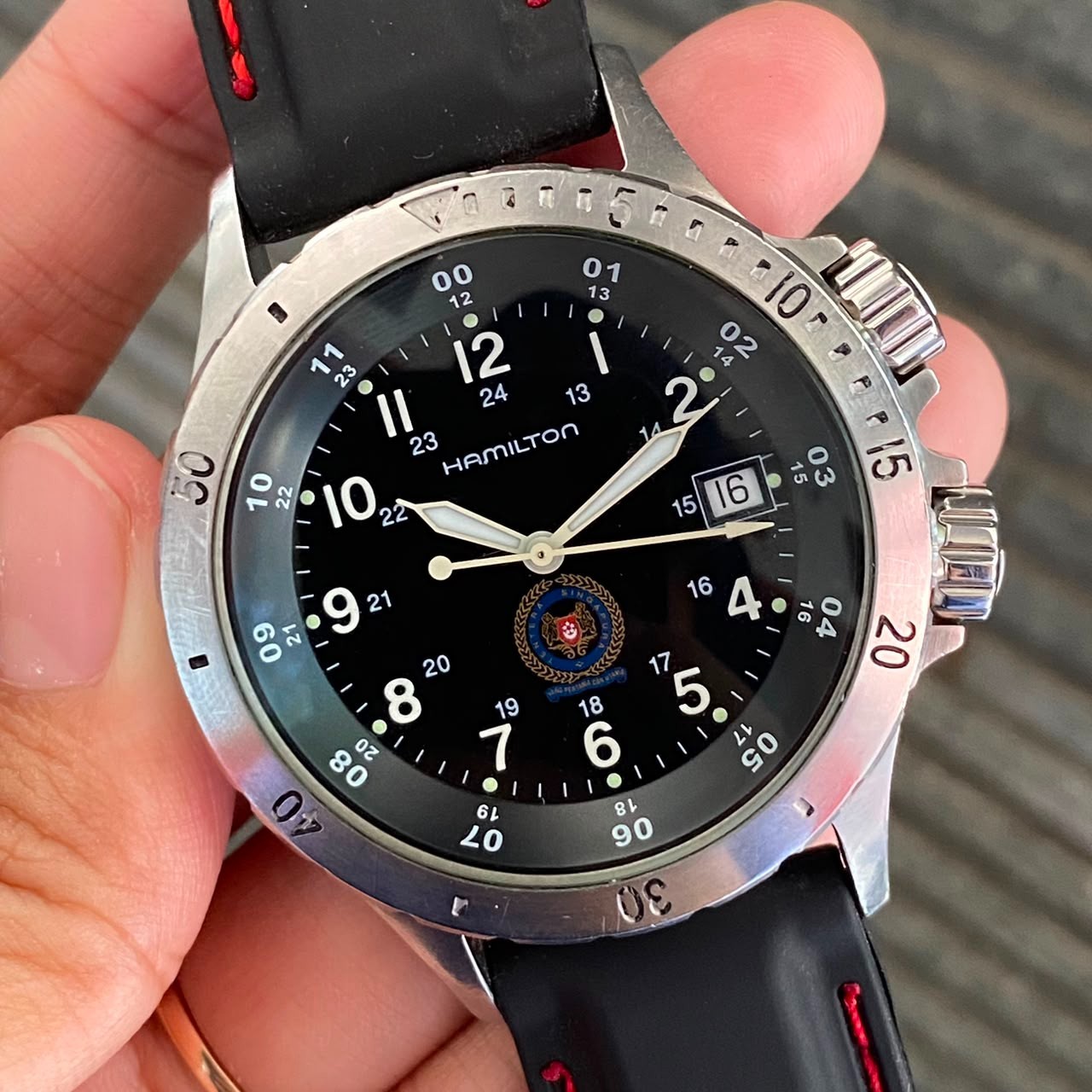 Rare Hamilton SAF Singapore Airlines Military Black Dial Quartz H744511 Swiss