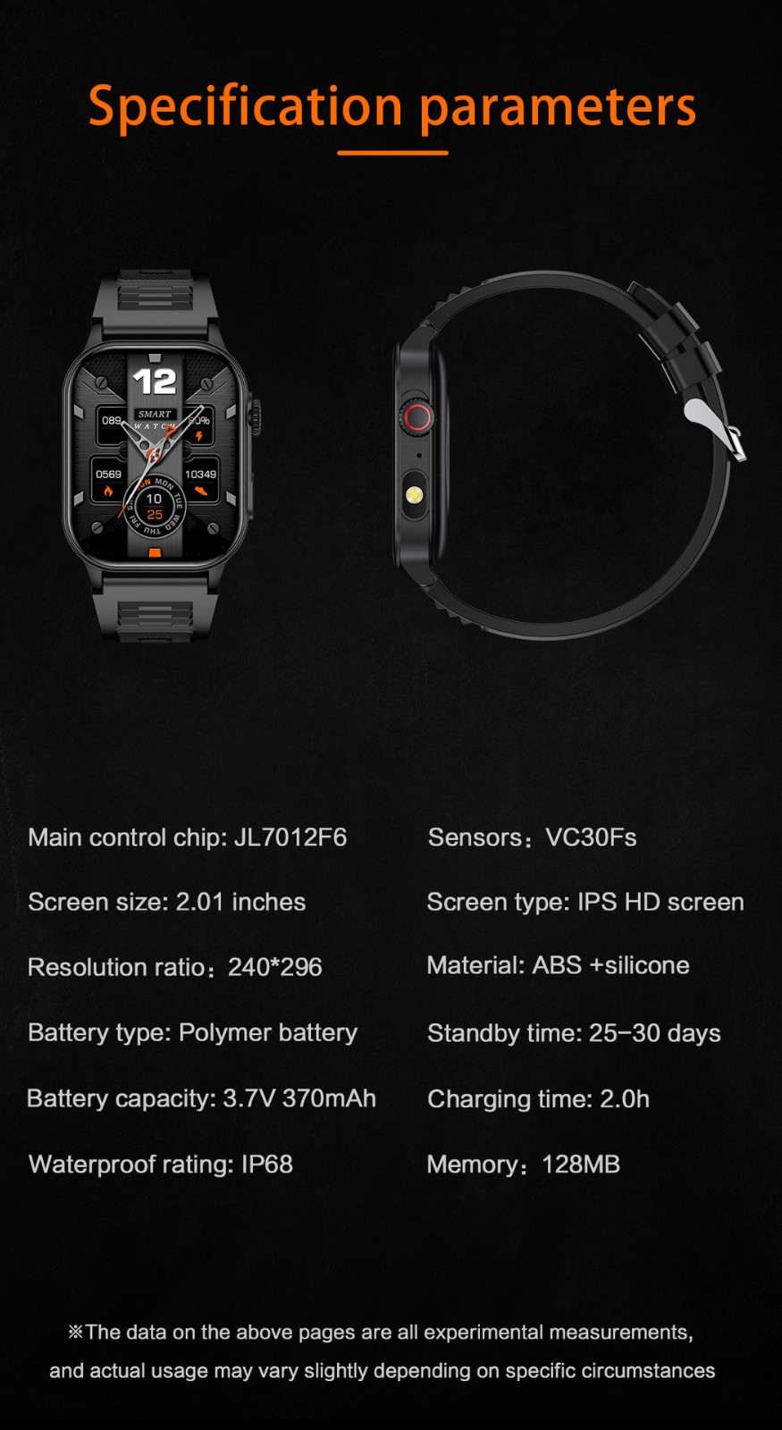 Men Smart Watch 2.01” Rectangle Sport Watch Health Monitor Call Reminder Watch