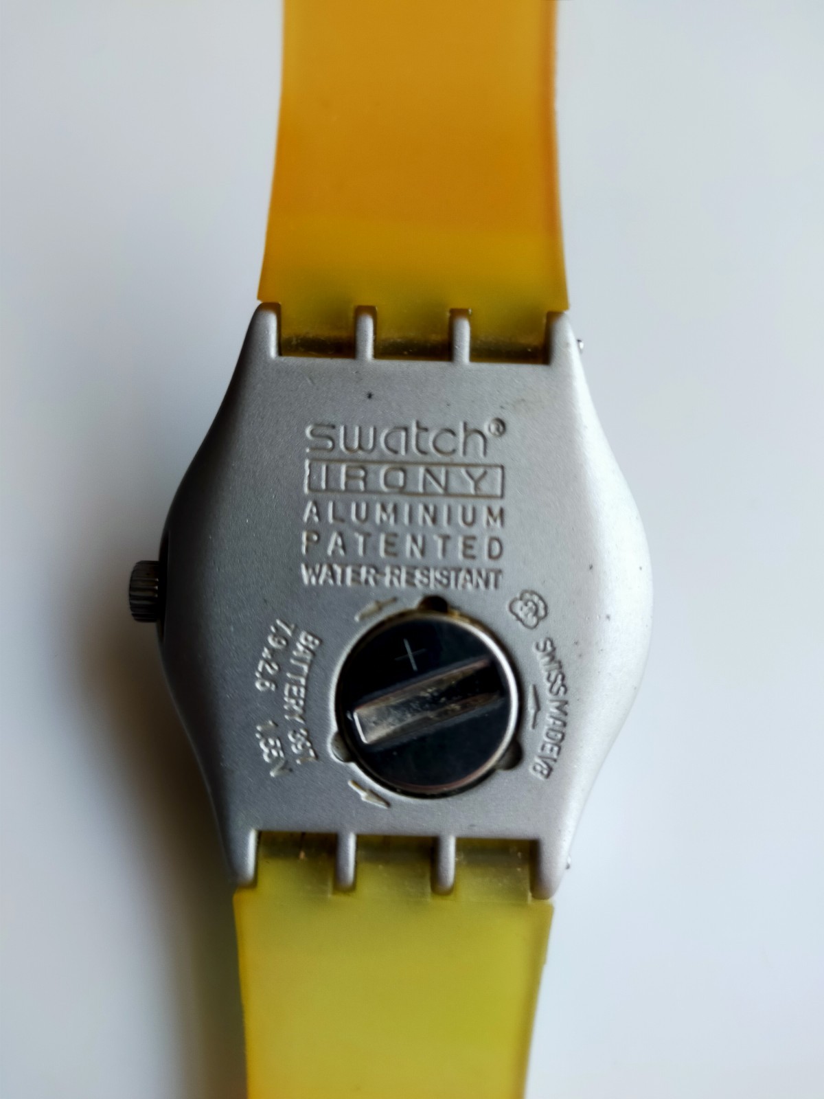 Swatch Irony Aluminum Rainbow Stripe Watch Swiss Made Untested Needs Battery