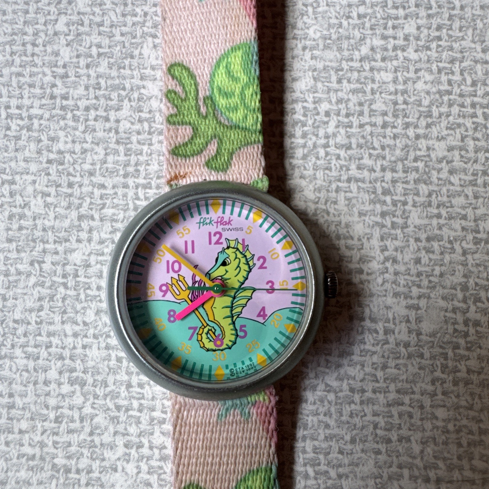 Vintage 1990s Swatch Flik Flak Seahorse Watch