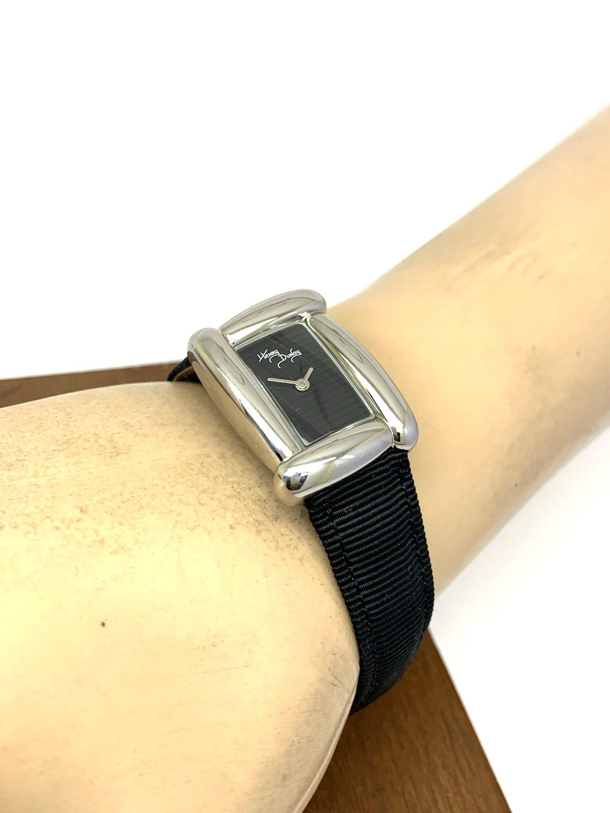Henry Dunay Sabi Women’s Watch Swiss Quartz Tank Black Dial Leather Nylon Strap
