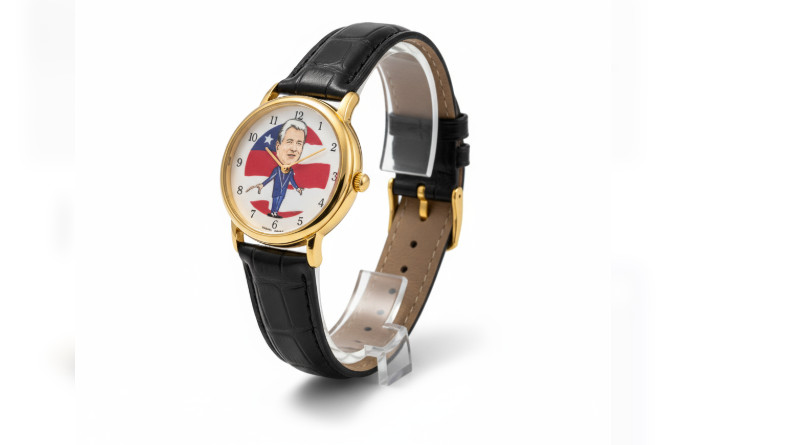 President Bill Clinton Watch Runs Backwards Novelty Working Leather Band