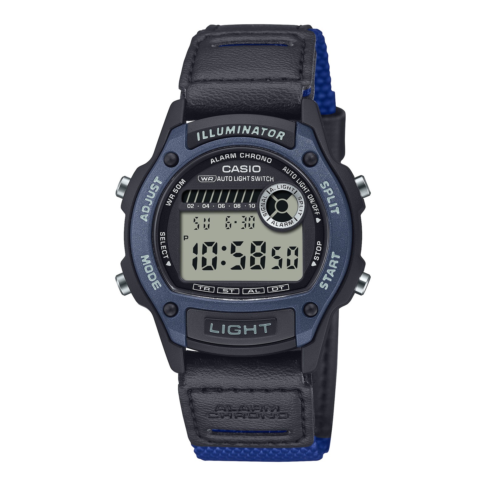 Wristwatch CASIO W-220HF-2AVEF Leather Black Canvas Blue Vintage