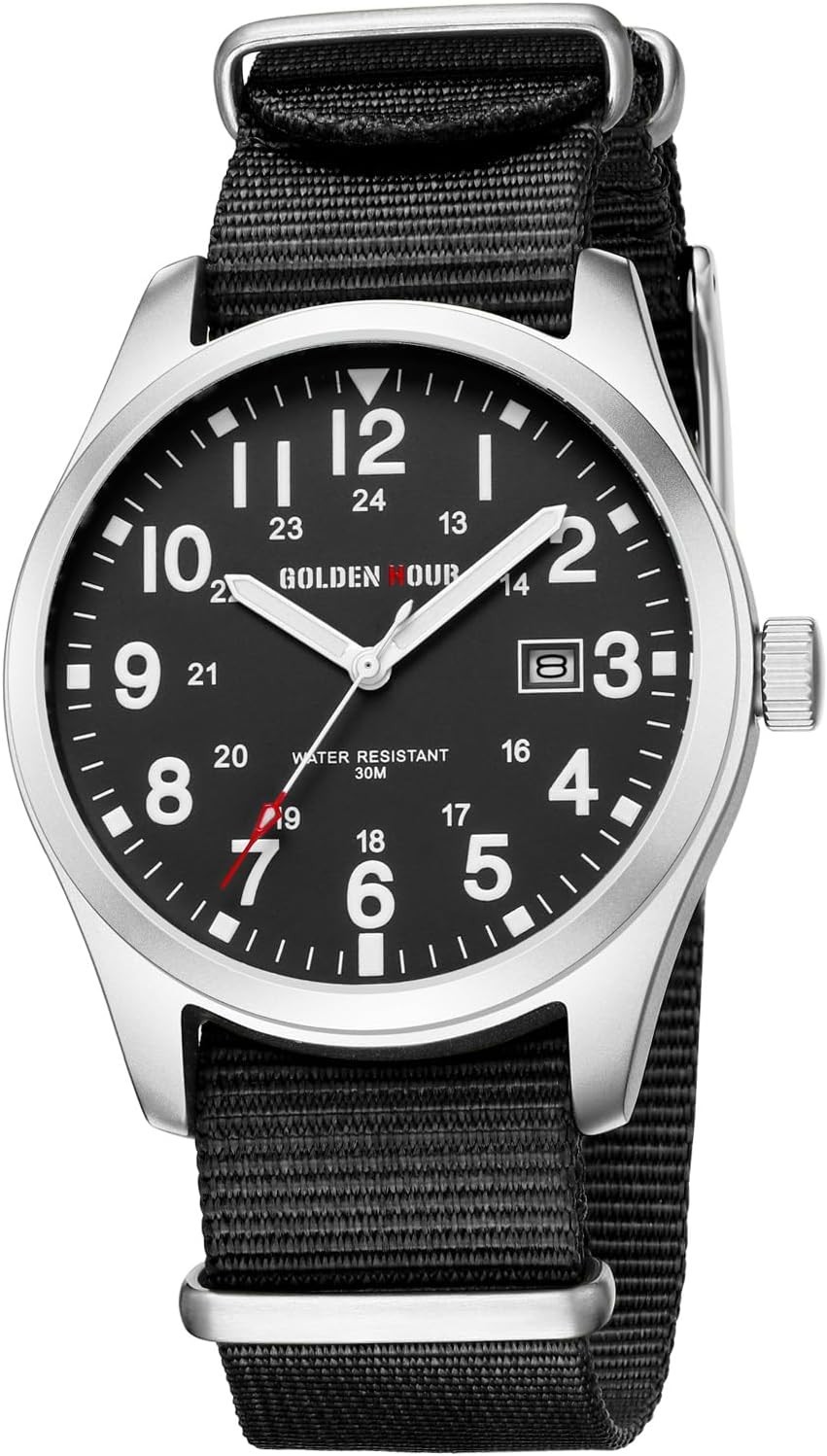 Men’s Military Watch | Luminous Dial, Nylon Strap, Water-Resistant Design