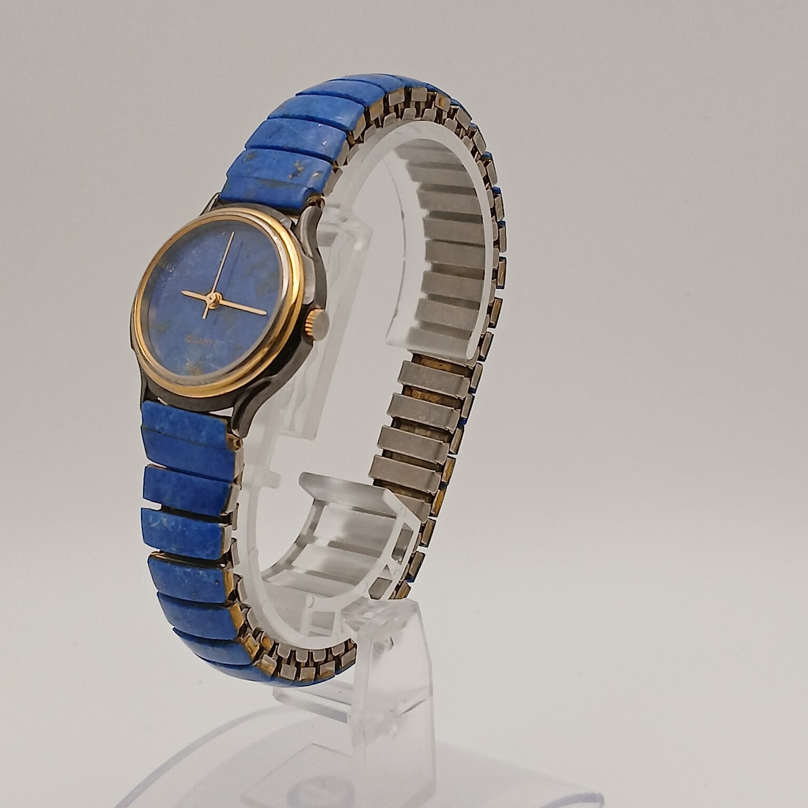 Bear Wan Handmade Quartz Watch Natural Lapis Lazuli Stone Dial Blue Leather