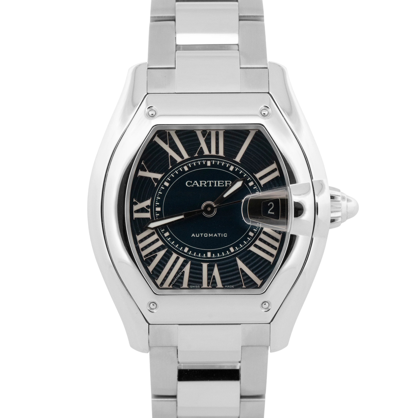 NEW PAPERS Cartier Roadster BLUE Steel 38.8mm 4568 / WSRD0014 Watch BOX