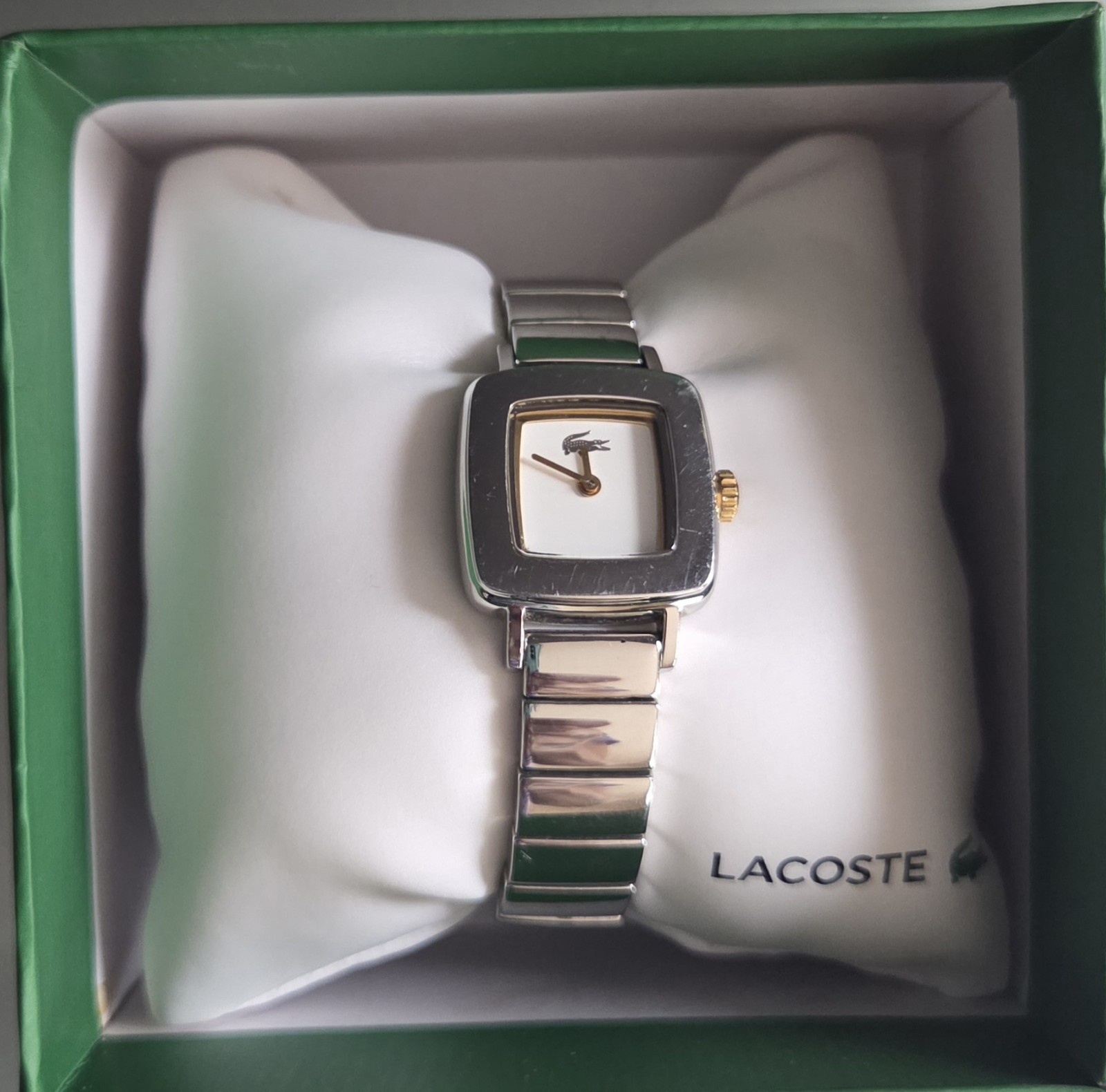 Lacoste Ladies 20mm Silver Tone Square Watch 6.25”