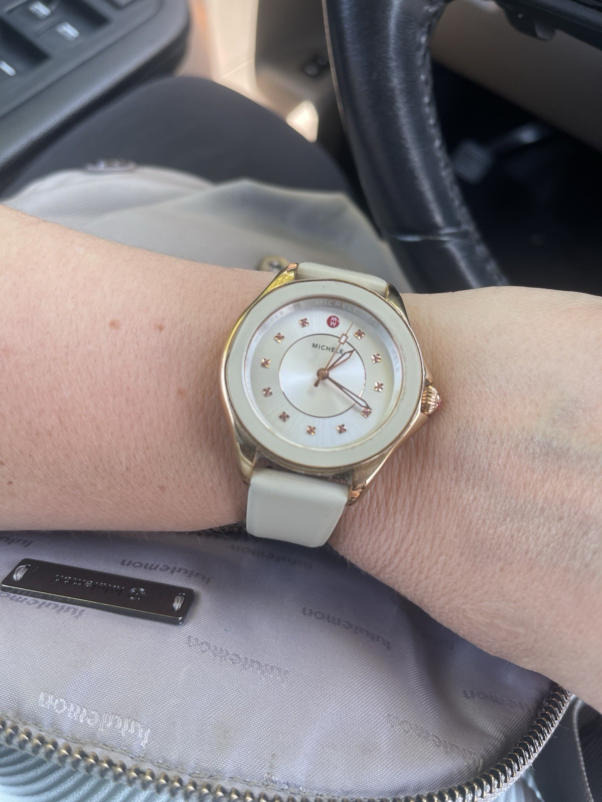 MICHELE Cape – Womens Two Tone Watch .05 CTTW needs battery