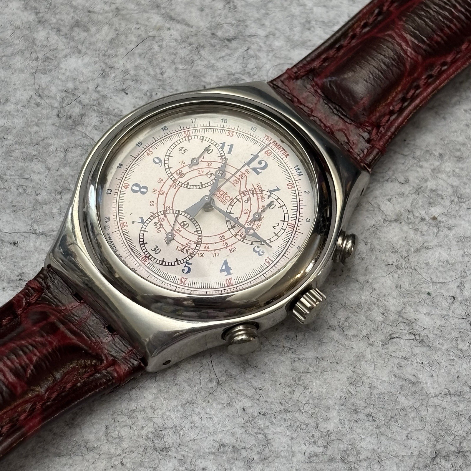 Vtg SWATCH IRONY CHRONO 1995 – YCS103 – RICHESSE INTERIEURE Quartz Chronograph