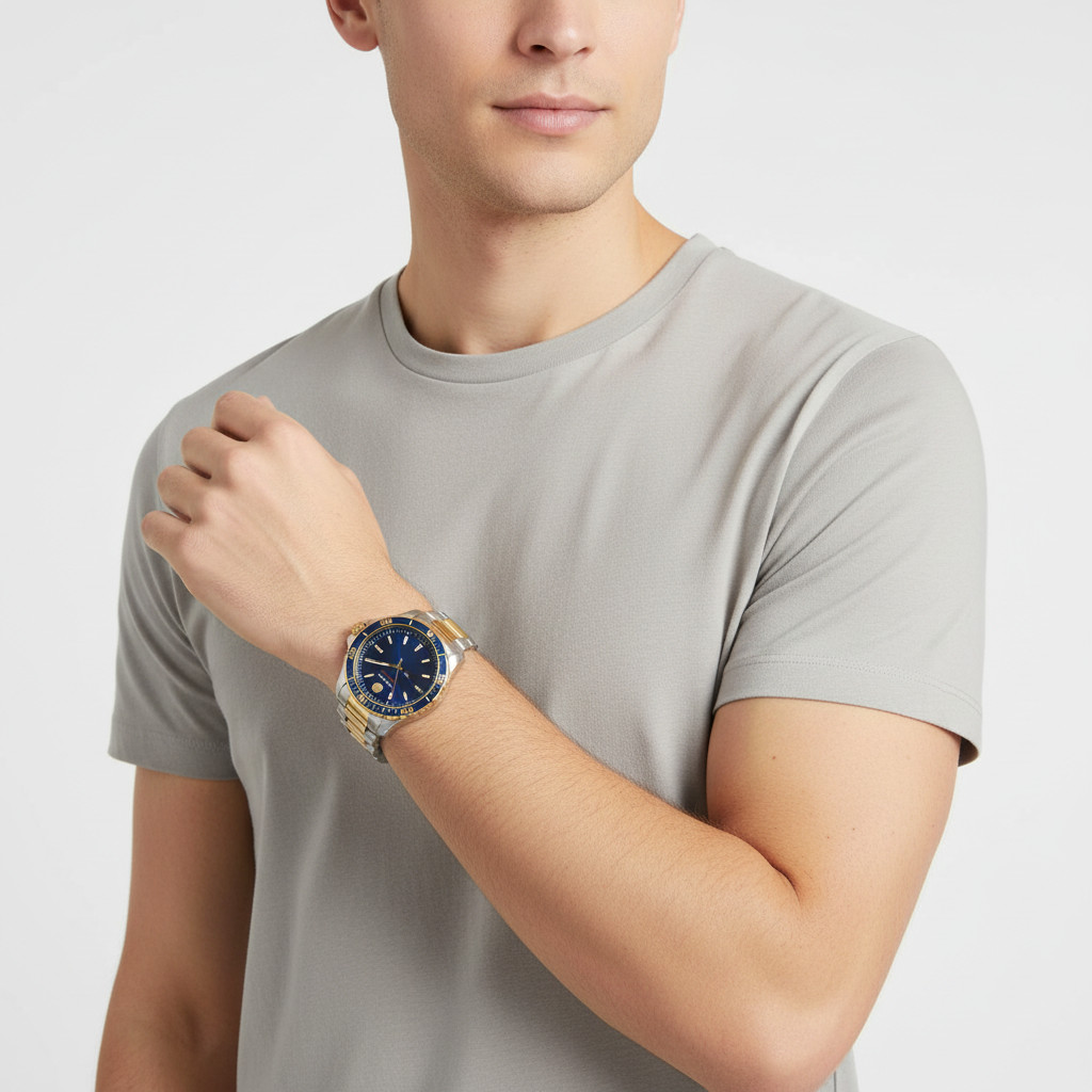 Movado Series 800 Blue Dial Two-Tone Mens Wristwatch – Series 800