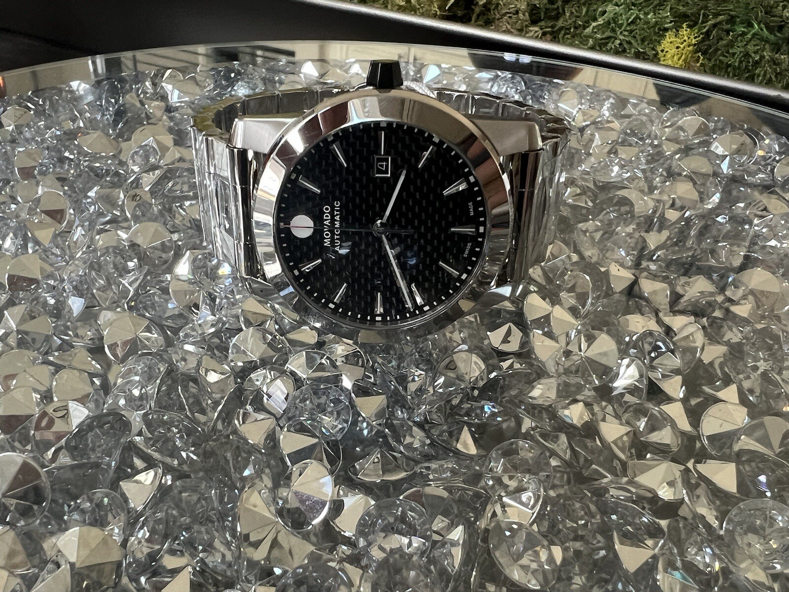 NEW Movado Men’s VIZIO Automatic Carbon Fiber dial Stainless 44mm Watch 0607543