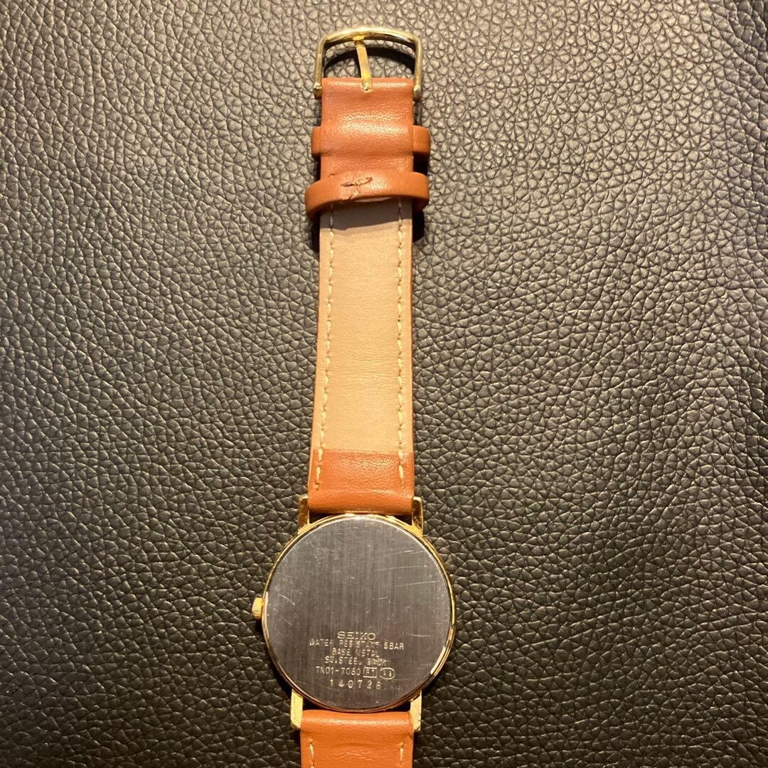 SEIKO 7N01-7060 Wristwatch SPIRIT Quartz Analog Gold Brown From Japan