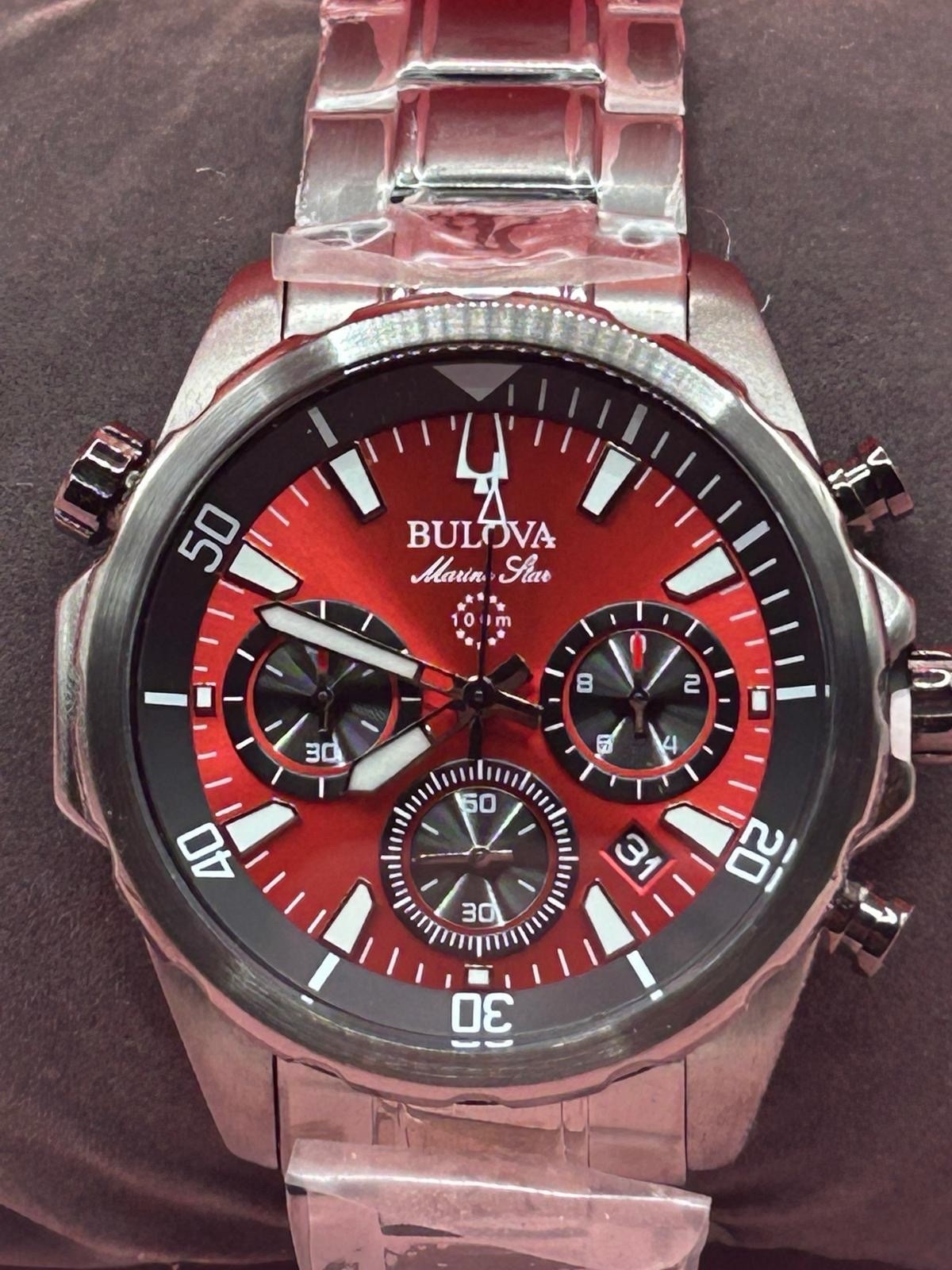 Bulova Men’s Marine Star 43mm Chronograph Quartz Watch Gray, Model 98B350