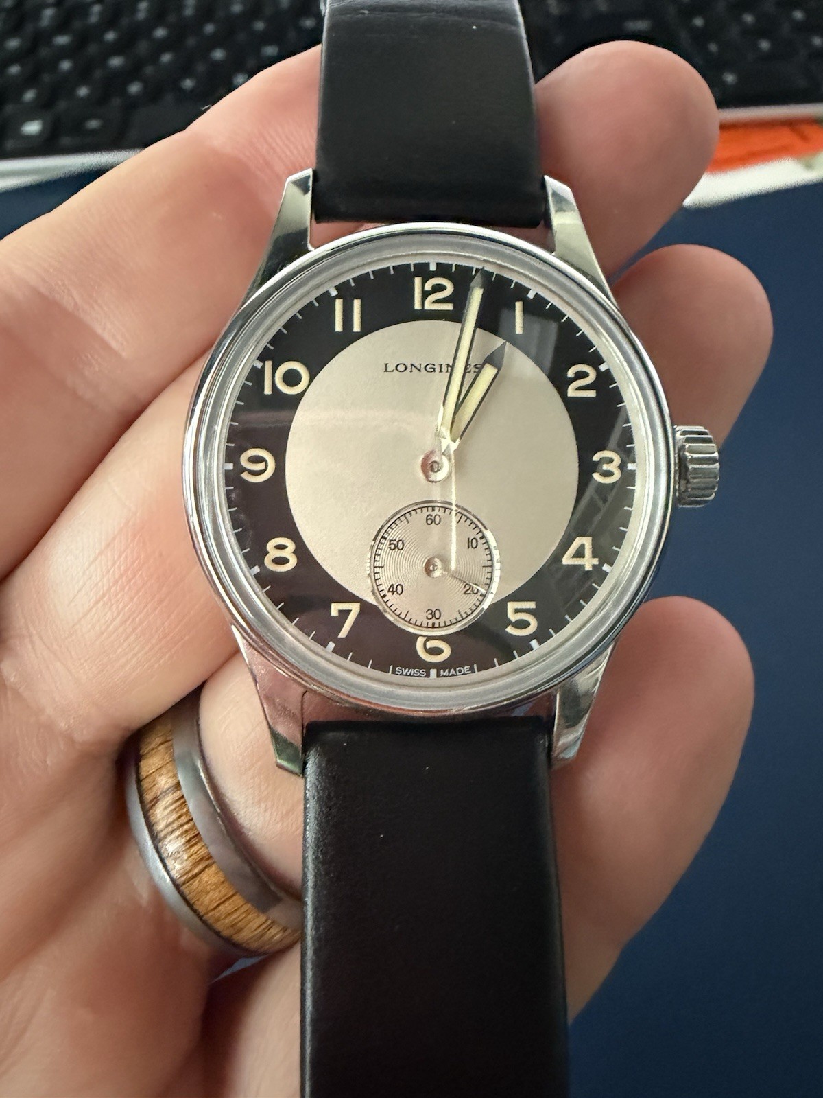 Longines Heritage Classic Tuxedo Automatic Men’s Watch L2.330.4.93.0 Excellent!
