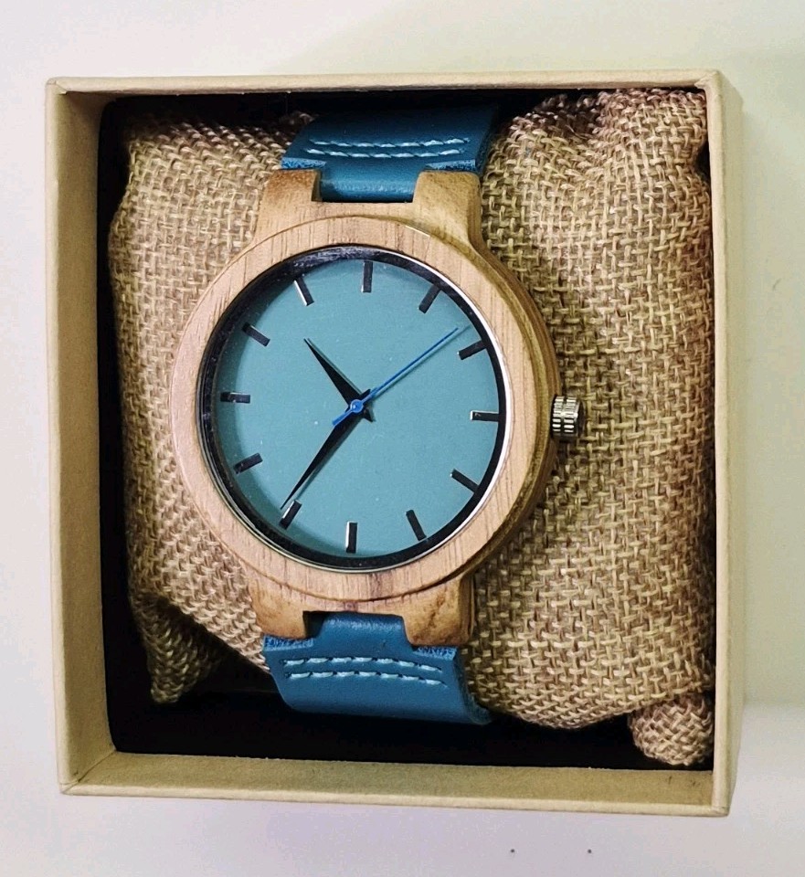 BOBO Bird WC28 Men’s Leather Band Antique Wood Dark Teal NIB