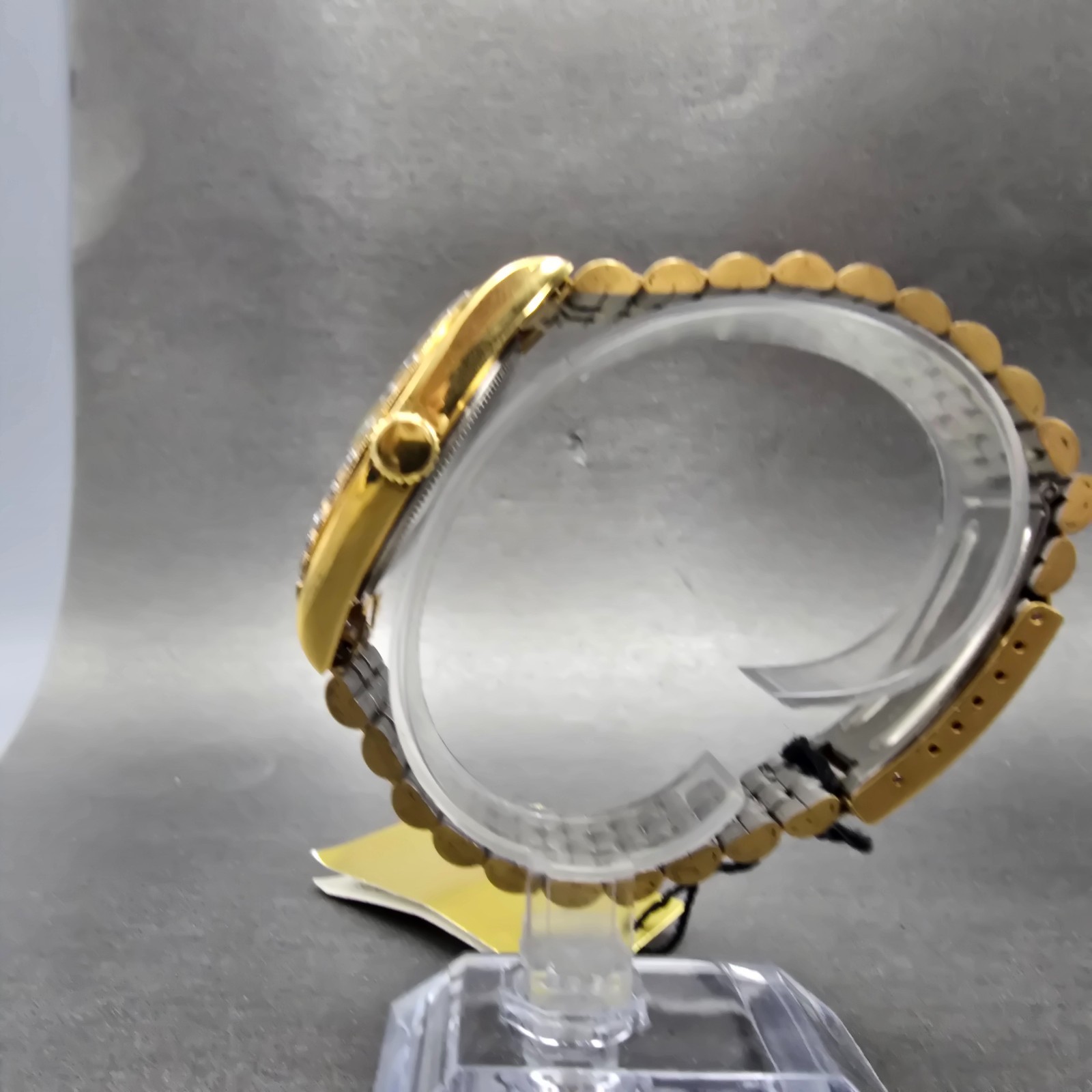 Lucien Piccard Dufonte Watch Men 36mm Gold Dial Gold Tone Date Diamond Bezel