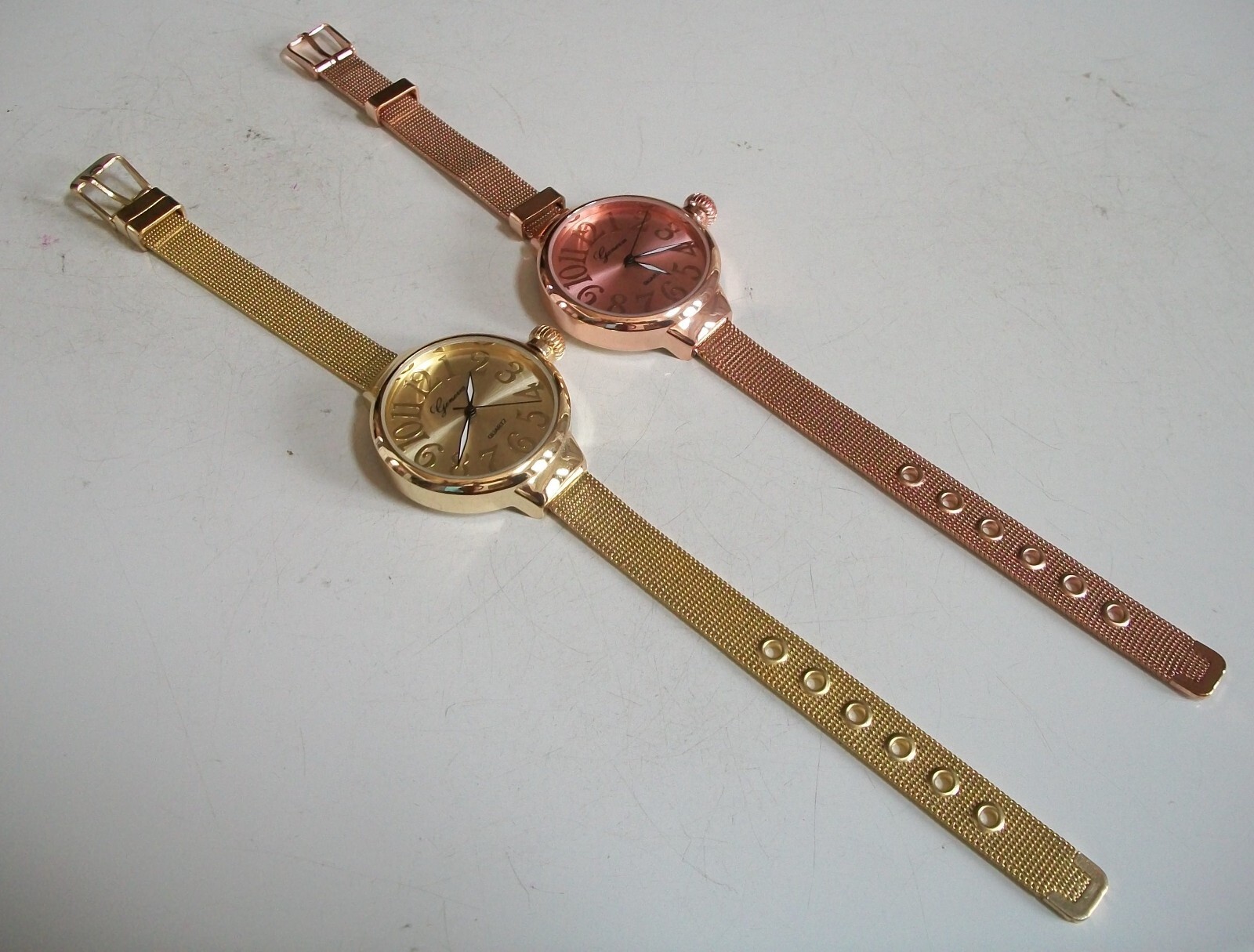 Women’s Rose Gold & Gold Finish Mesh Band Fashion Dressy Watch