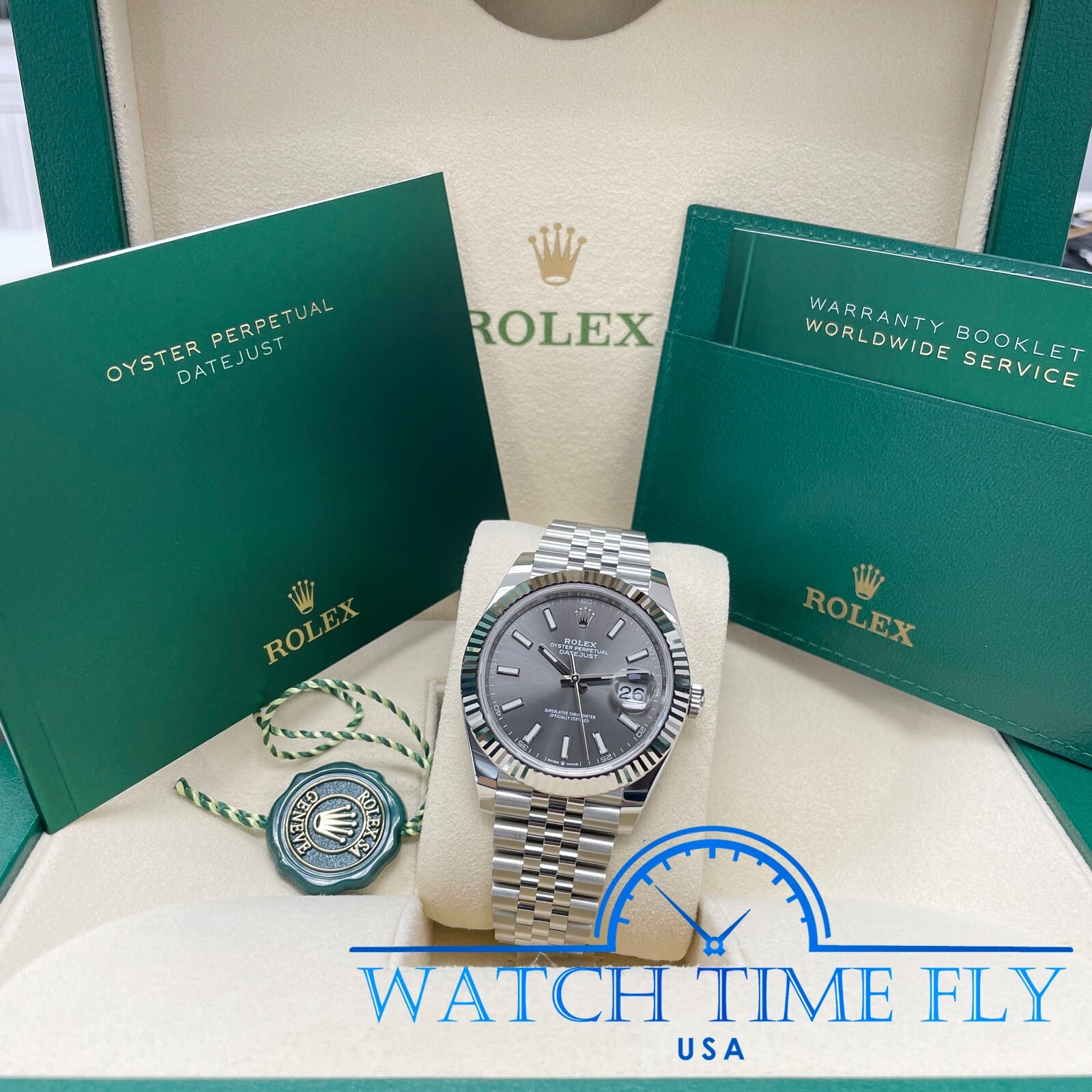Rolex Datejust 41mm 126334 Fluted Bezel Rhodium Index Dial Jubilee Bracelet