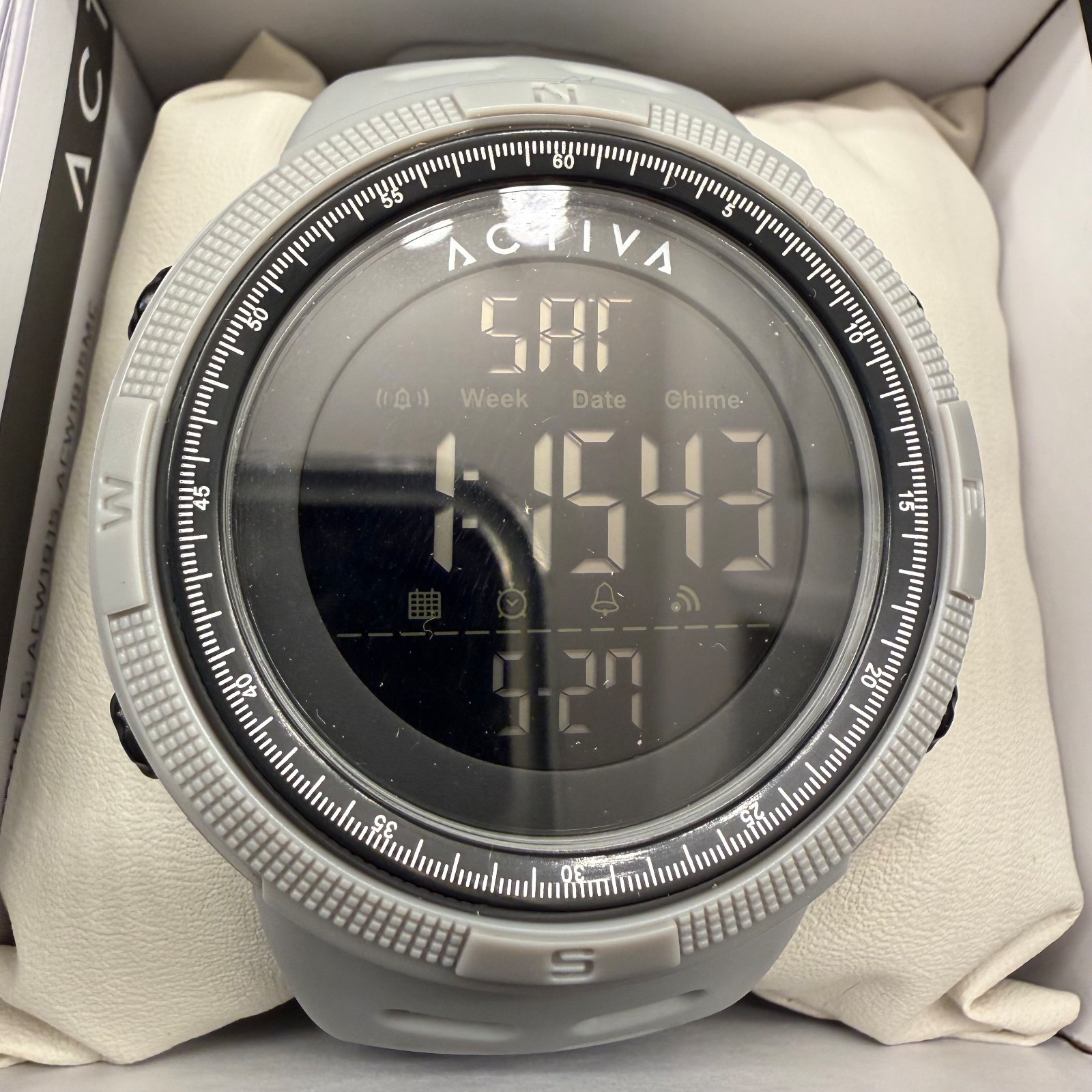 $99 Activa X Invicta Mens Gray Black Dial 50mm Digital Watch 1915-003 NIB