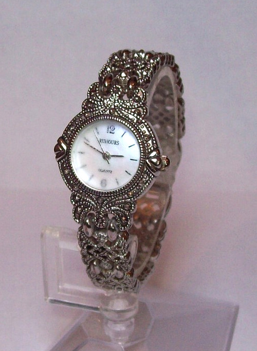 Rumours Fancy Filigree Watch Mother of Pearl fits 6.25″-6.5″ Looks Runs Great