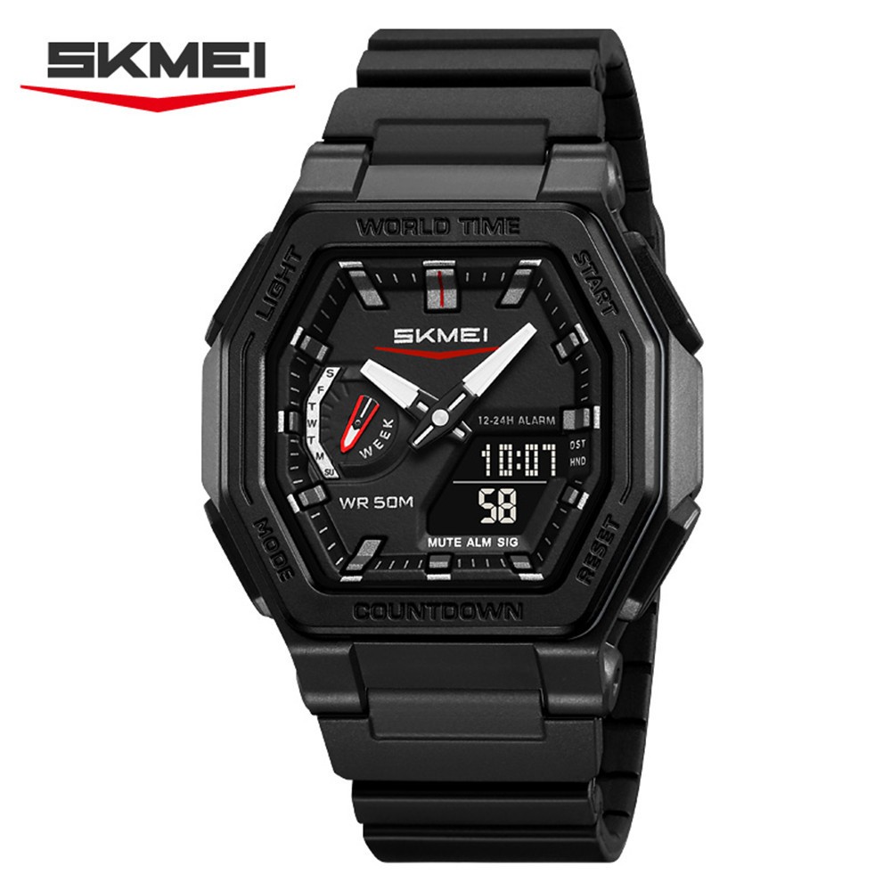 SKMEI Men Watch Dual Time Digital Wristwatch Student Boys Electronic LED Watch
