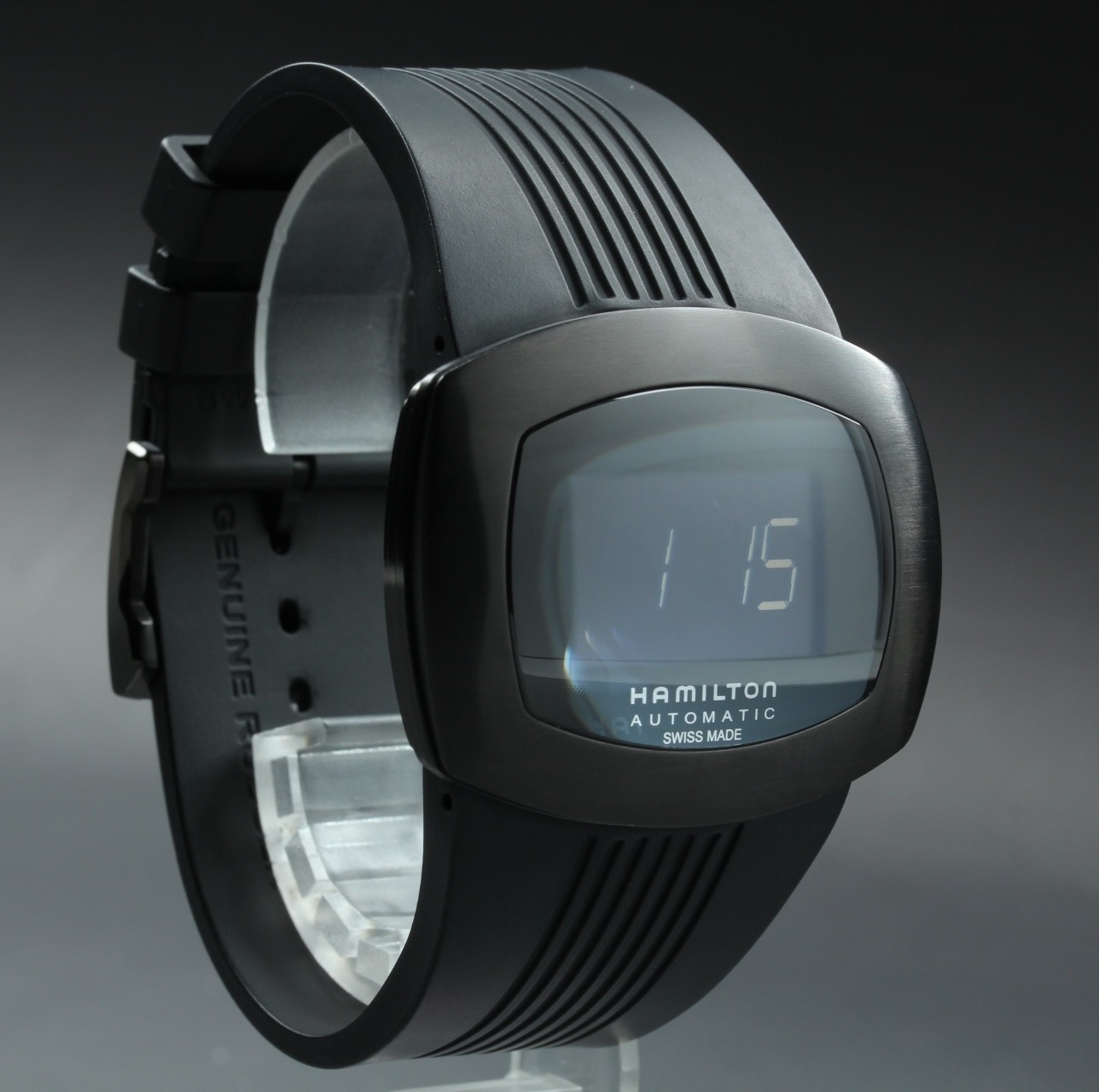 Hamilton Pulsomatic H525850 48mm Black PVD Rubber Automatic Digital Men’s Watch