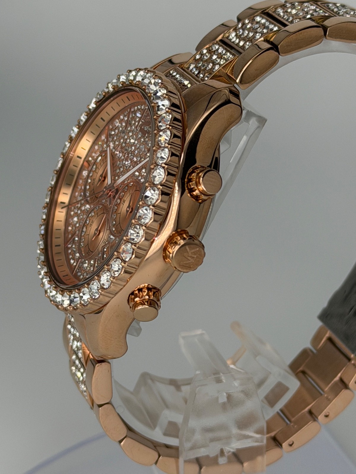 MICHAEL KORS Layton MK7285 Chronograph Rose Gold Glitz Crystal 42mm Wristwatch