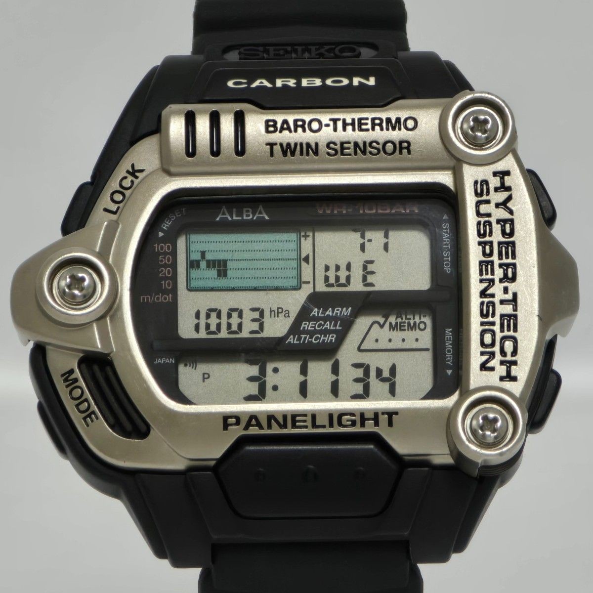 Seiko ALBA Hyper Tech W780-5A00 Twin Sensor Baro Thermo Digital Watch Japan
