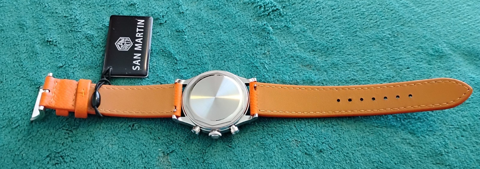 Stunning Sunray Salmon Dial 38mm San Martin VK64 “Mechaquartz” GADA Chronograph!