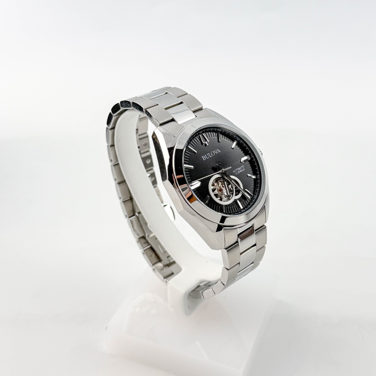 Bulova Suveyor 96A270 Automatic Black Dial Stainless Steel Men’s Wristwatch NEW